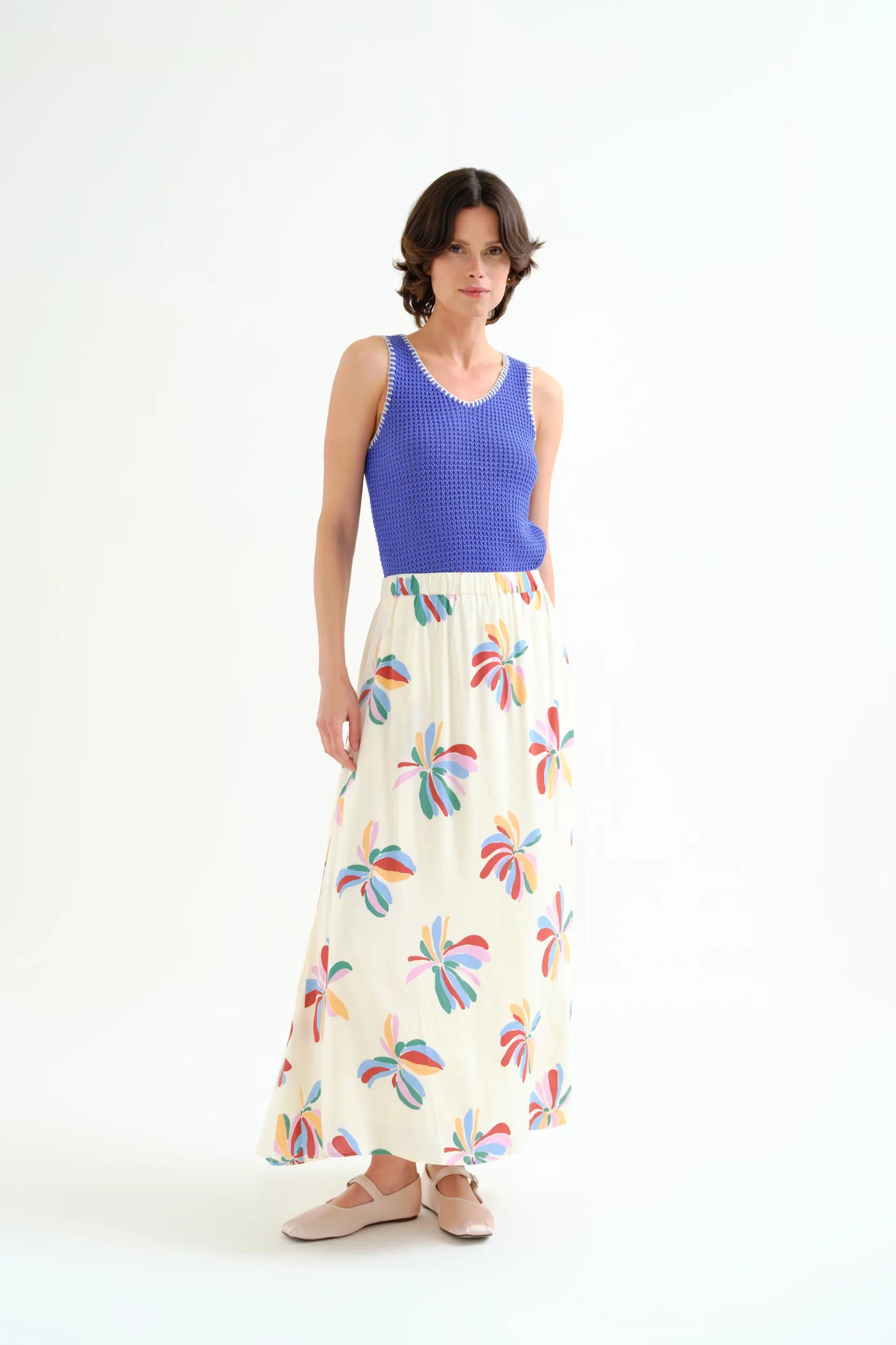 Falda larga con estampado Monarda