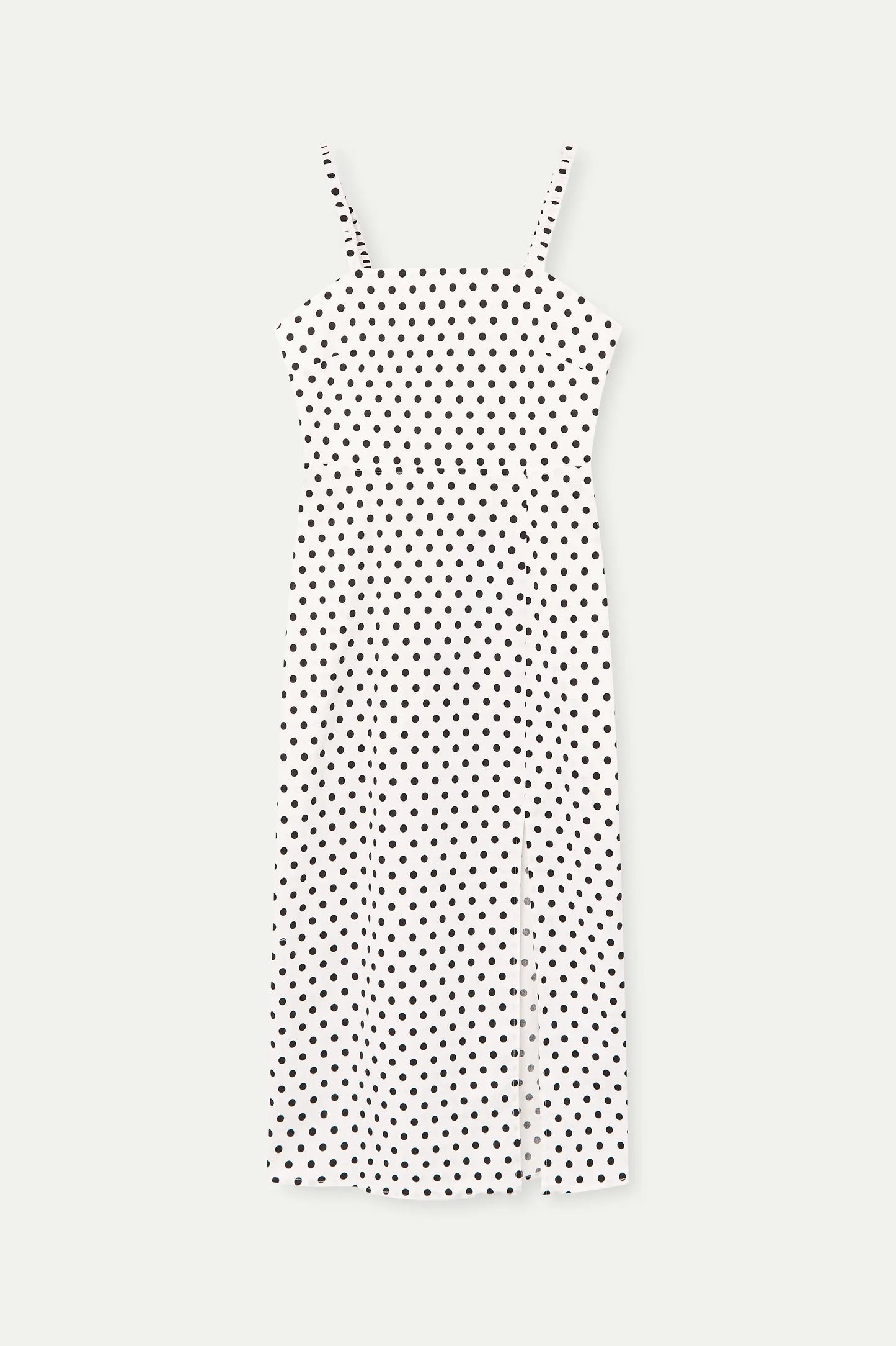 Vestido midi con estampado de puntos negro