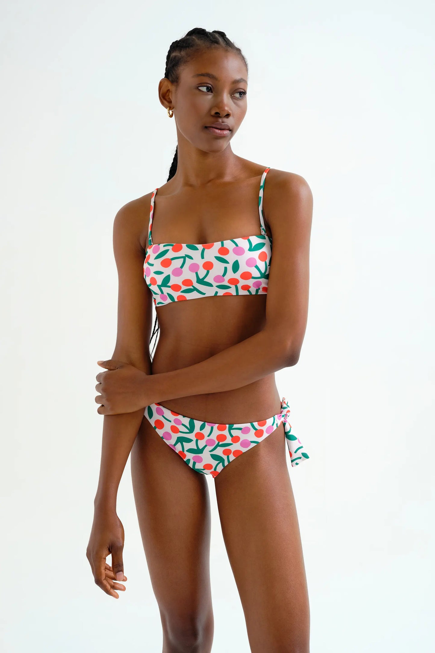 Burgundy Print Straight Bikini Top
