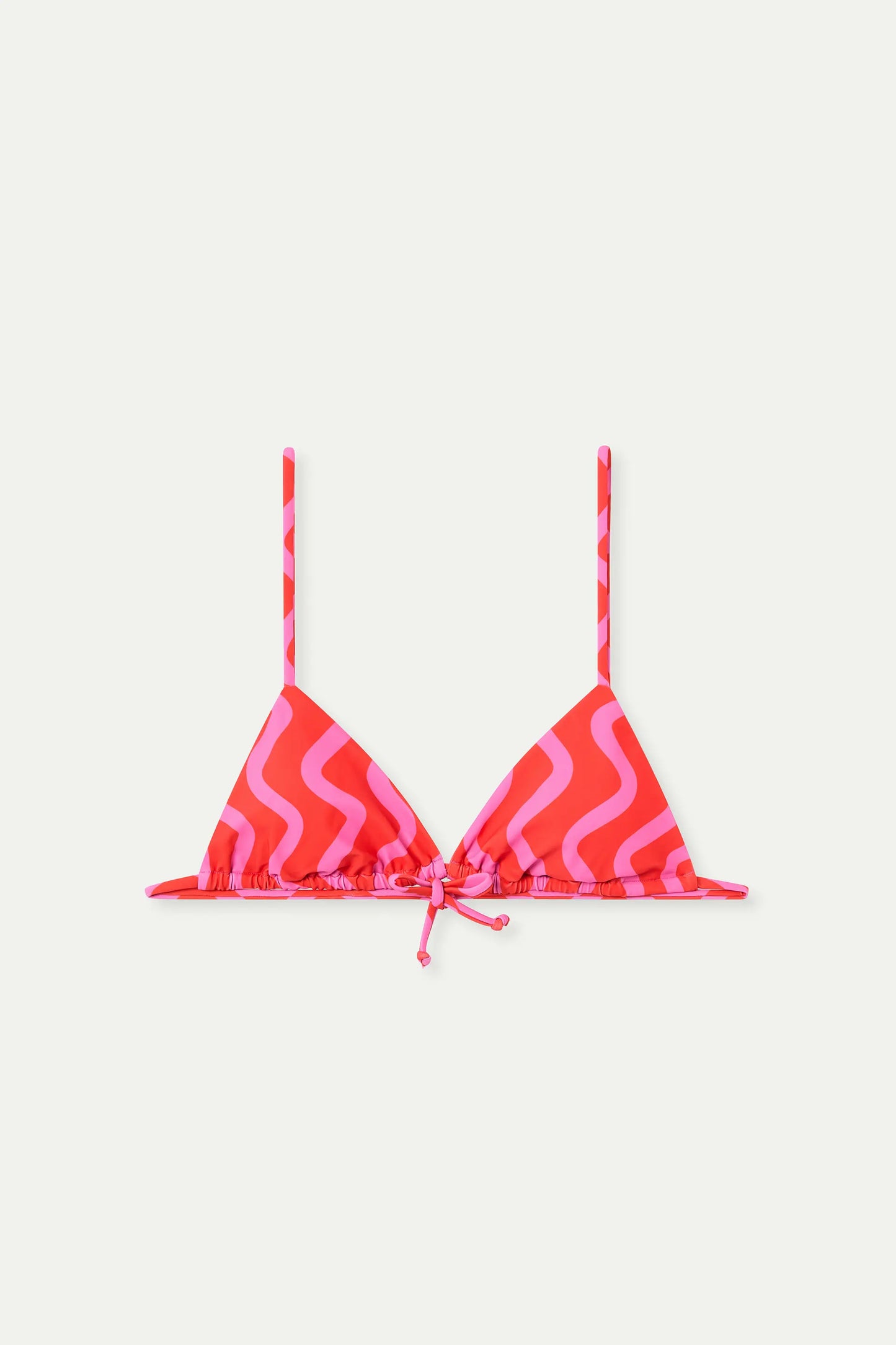 Top bikini triangular estampado Wave Red & Pink