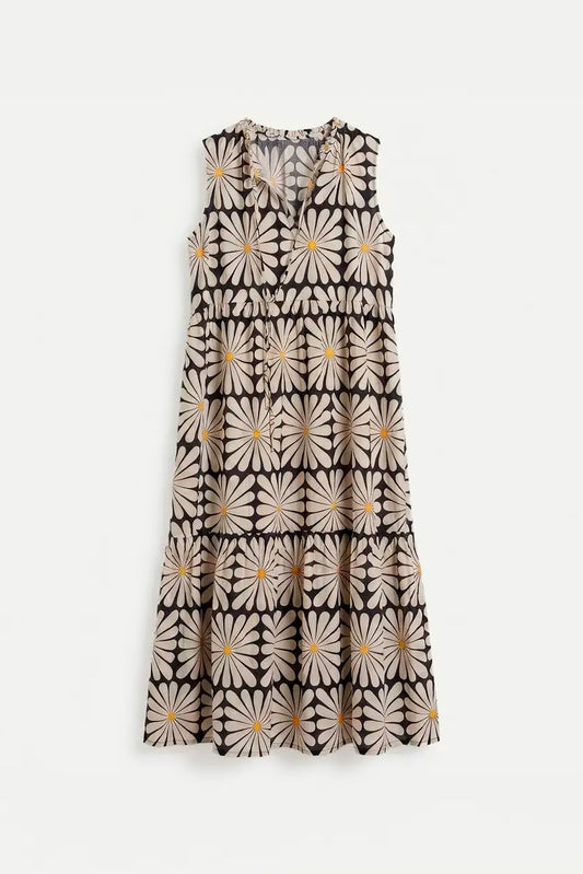 Vestido largo con estampado Olive Flower Black