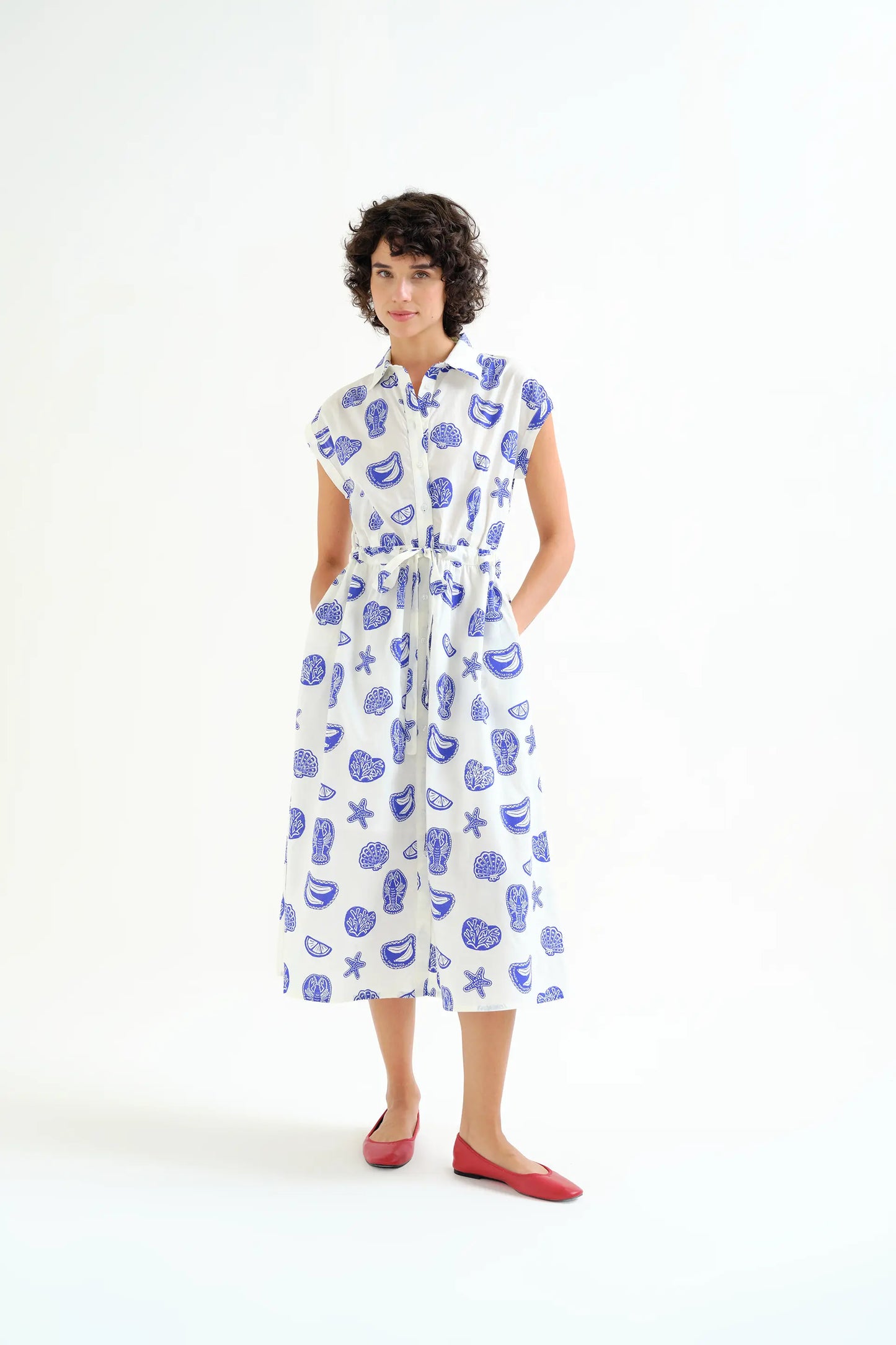 Lobster print midi dress