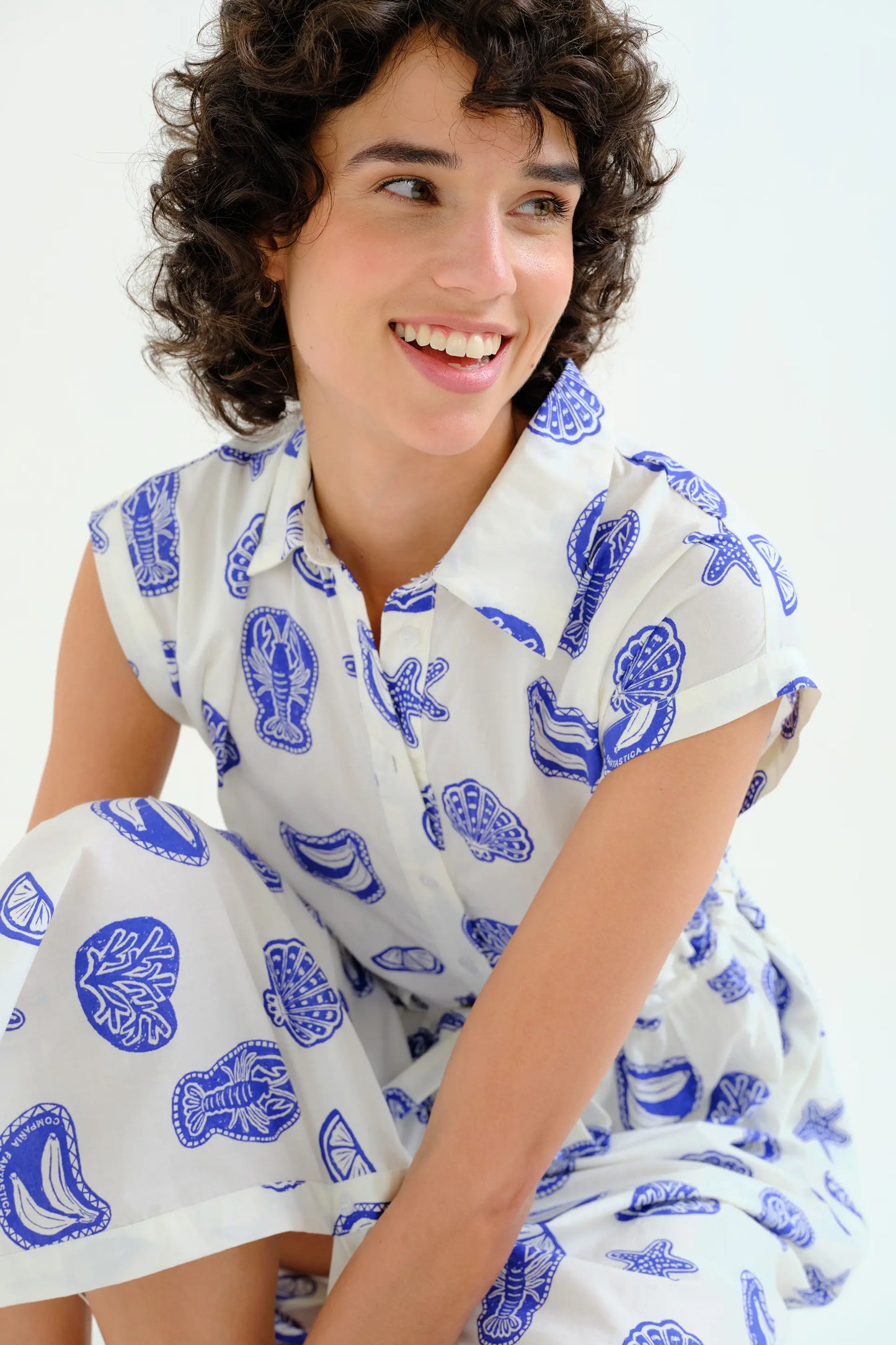 Lobster print midi dress