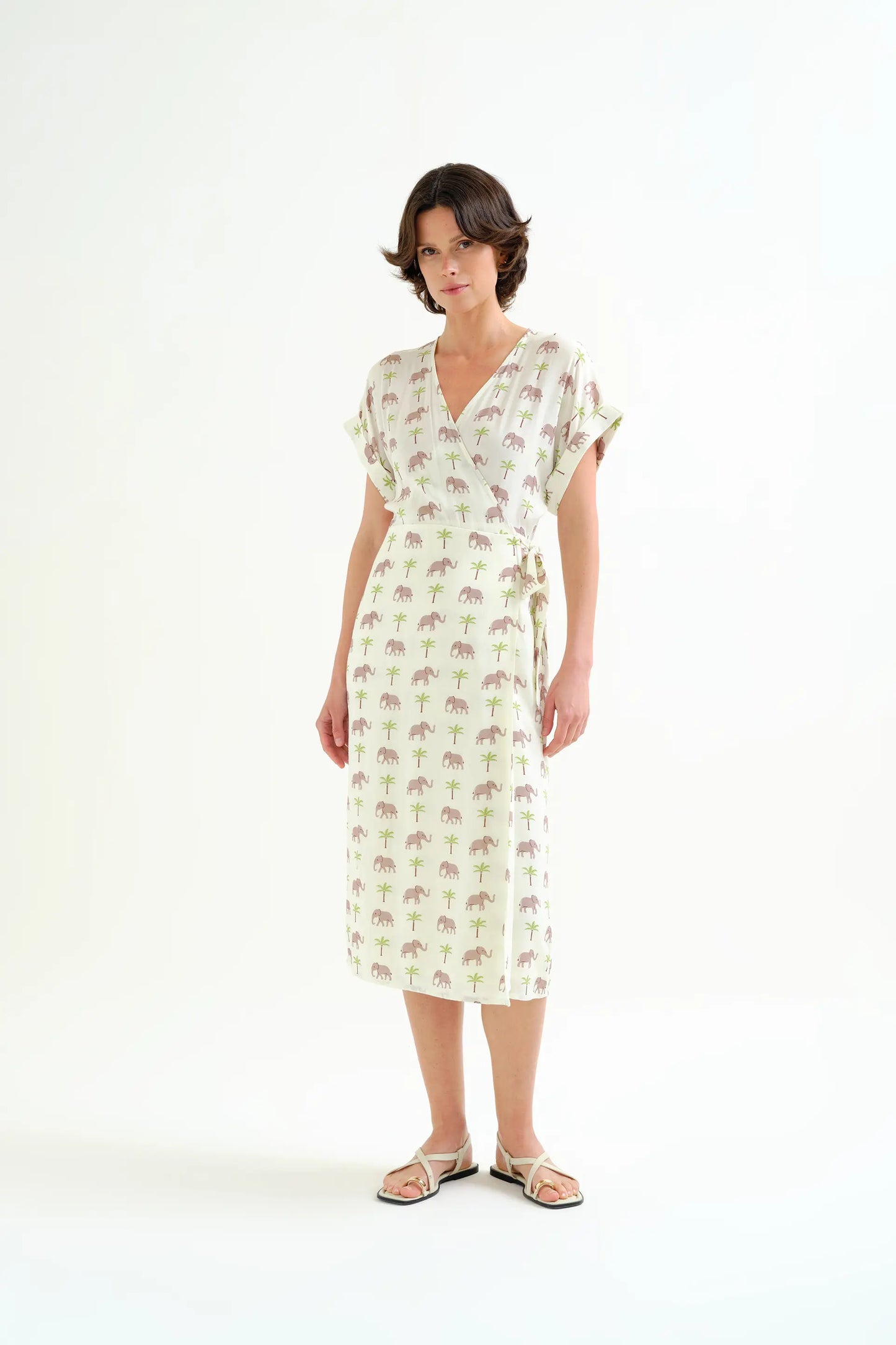 Elephant print LENZING™ ECOVERO™ midi dress