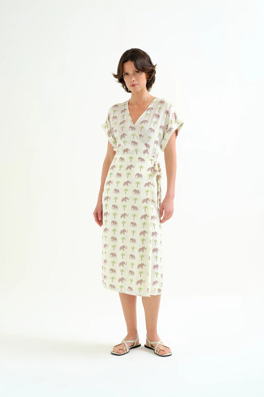 Abito midi con stampa elefanti LENZING™ ECOVERO™