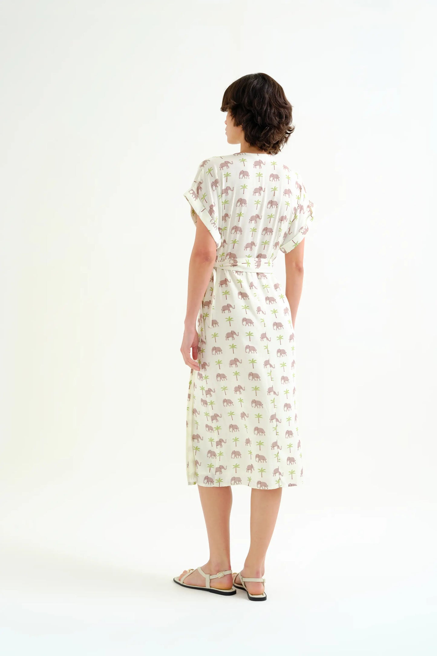 Elephant print LENZING™ ECOVERO™ midi dress