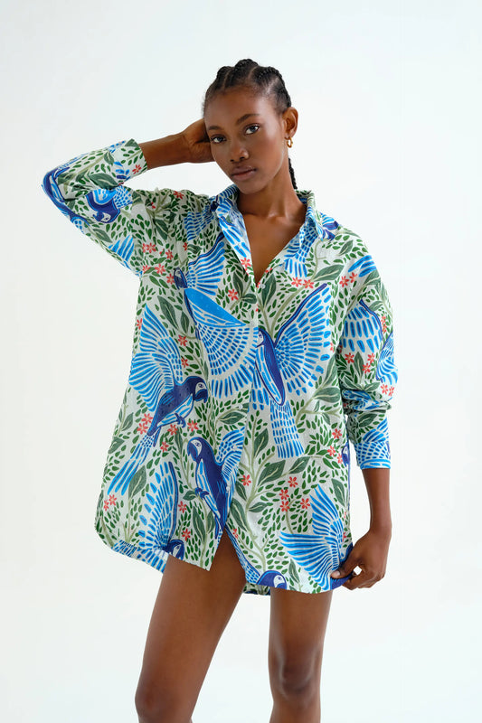 Camisa playera con estampado Parrot