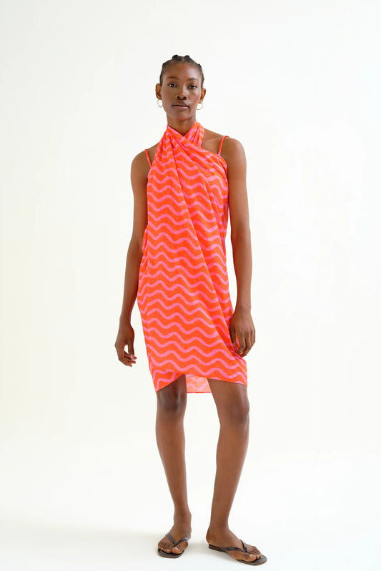 Pareo con stampa Wave Red &amp; Pink