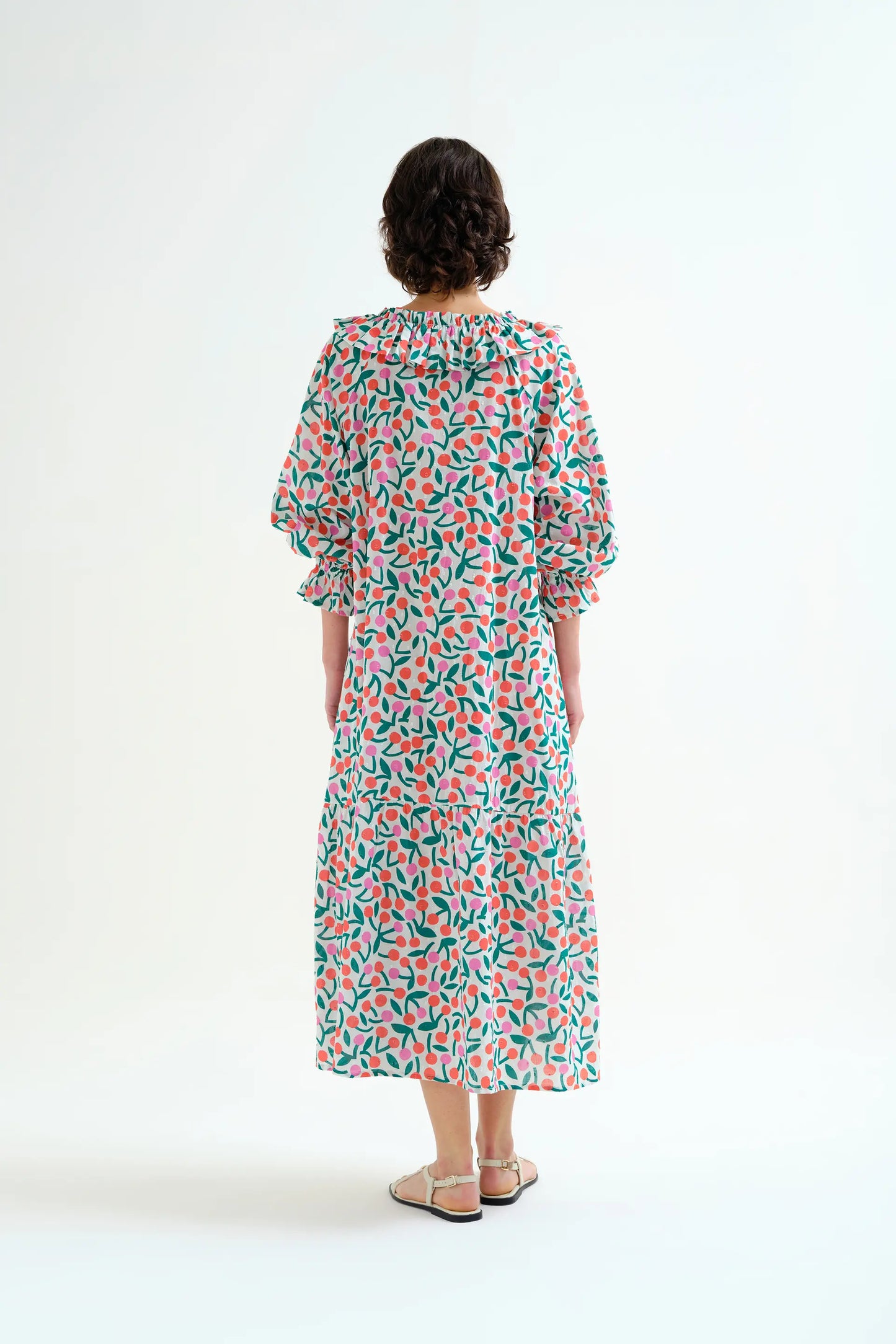Long beach dress with burgundy print