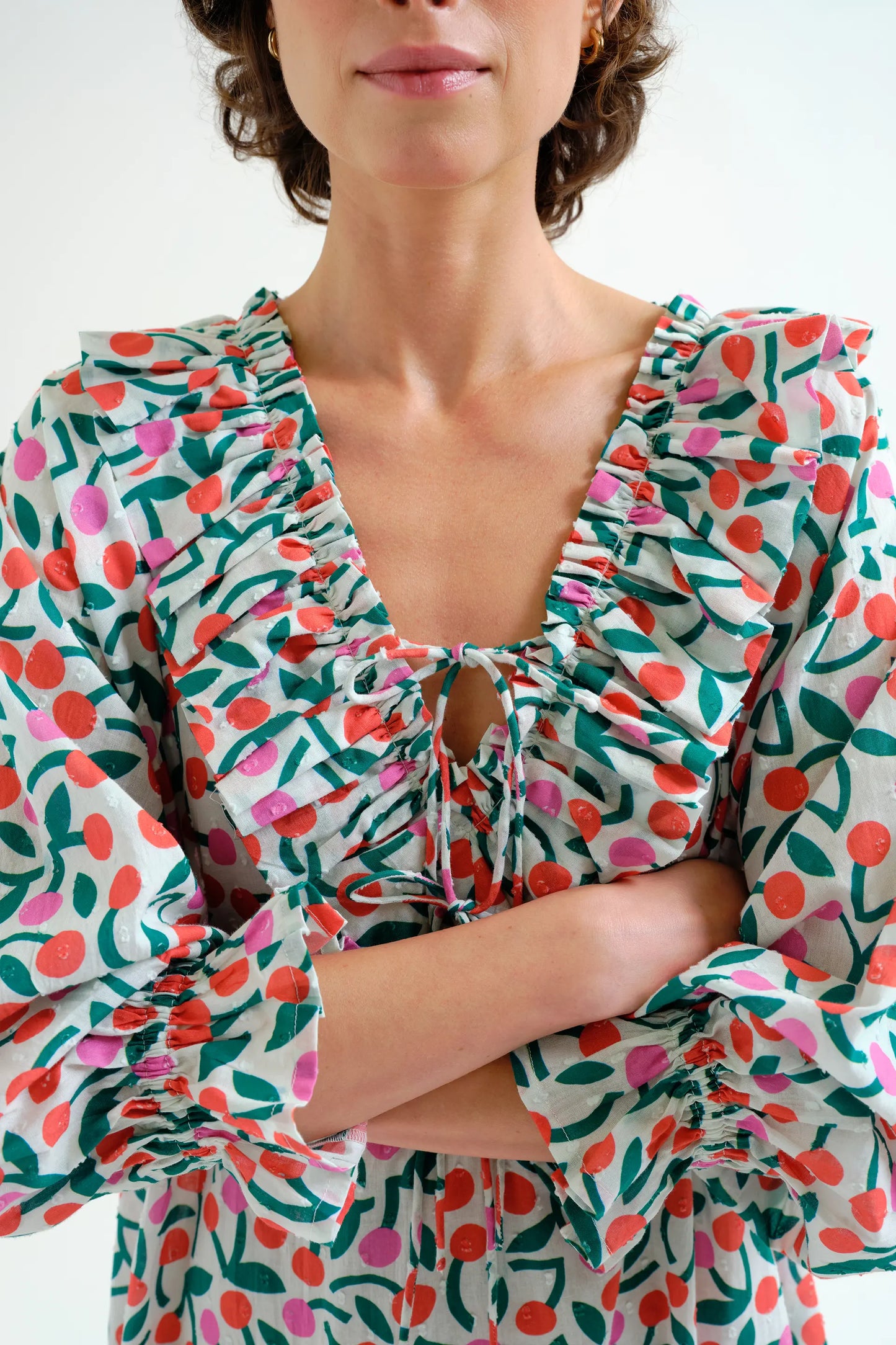 Long beach dress with burgundy print
