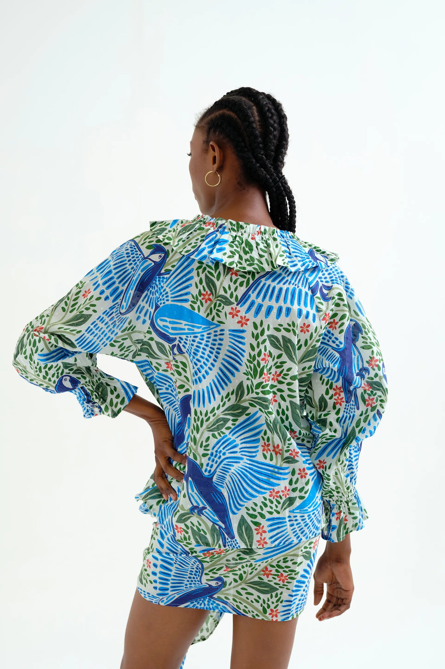 Parrot print beach top