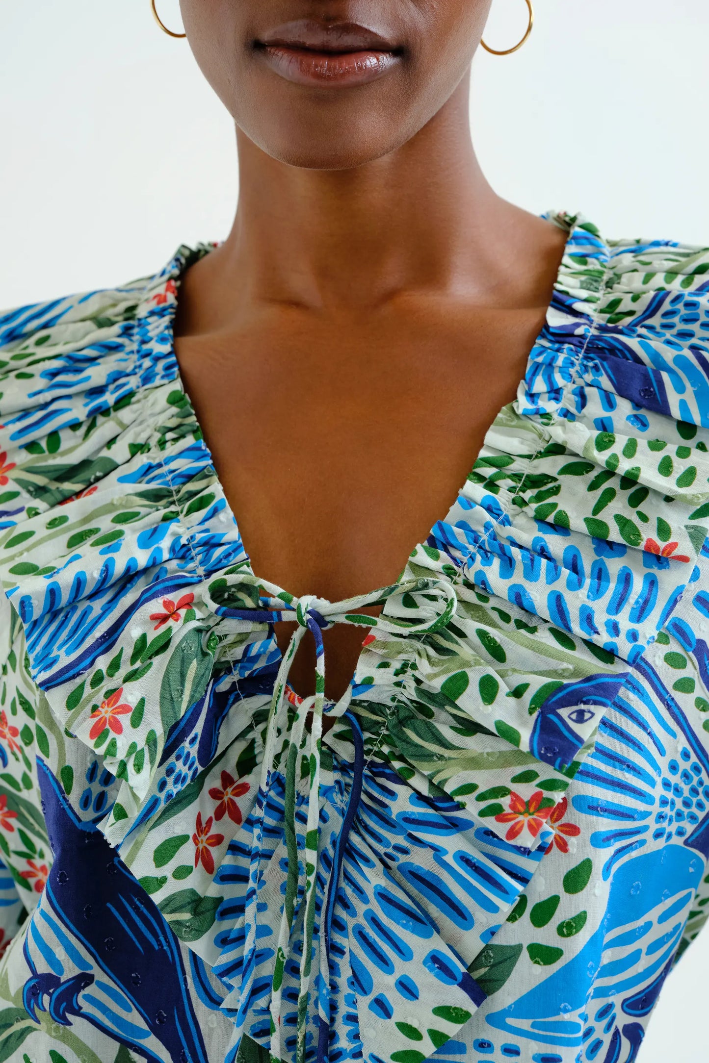 Parrot print beach top