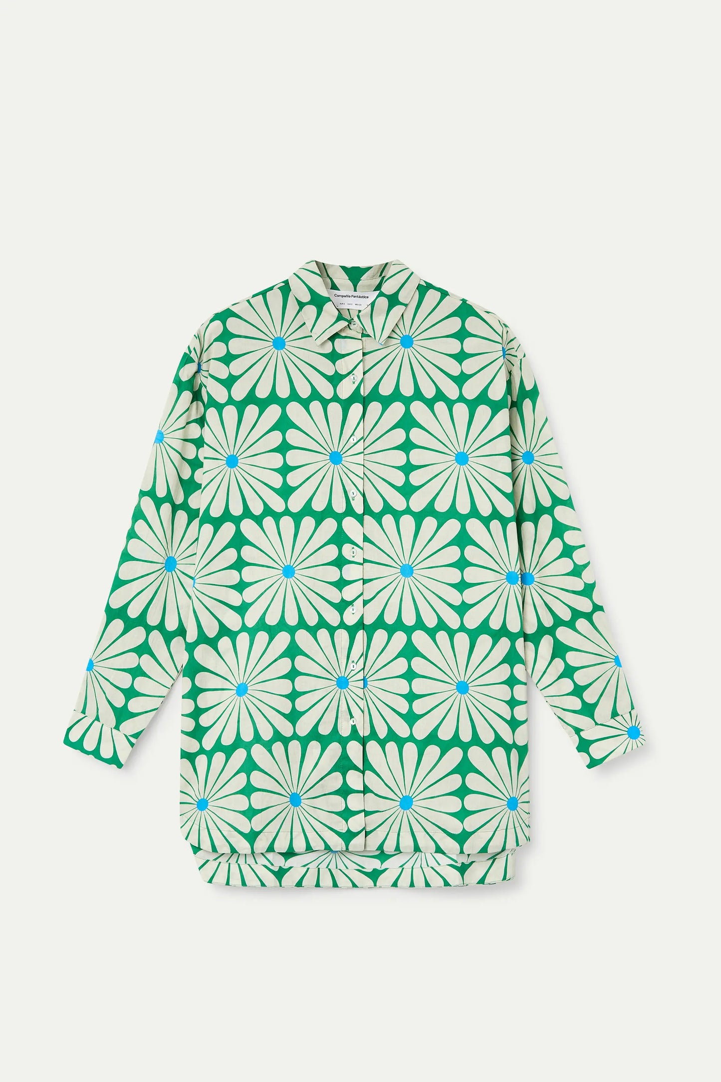 T-shirt con stampa verde oliva e fiori