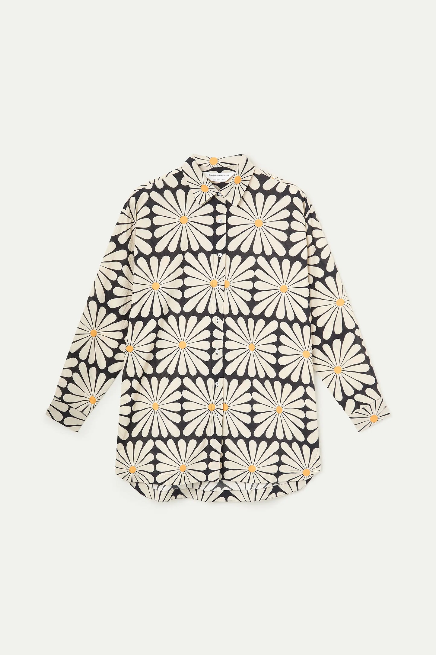 Camisa playera con estampado Olive Flower Black