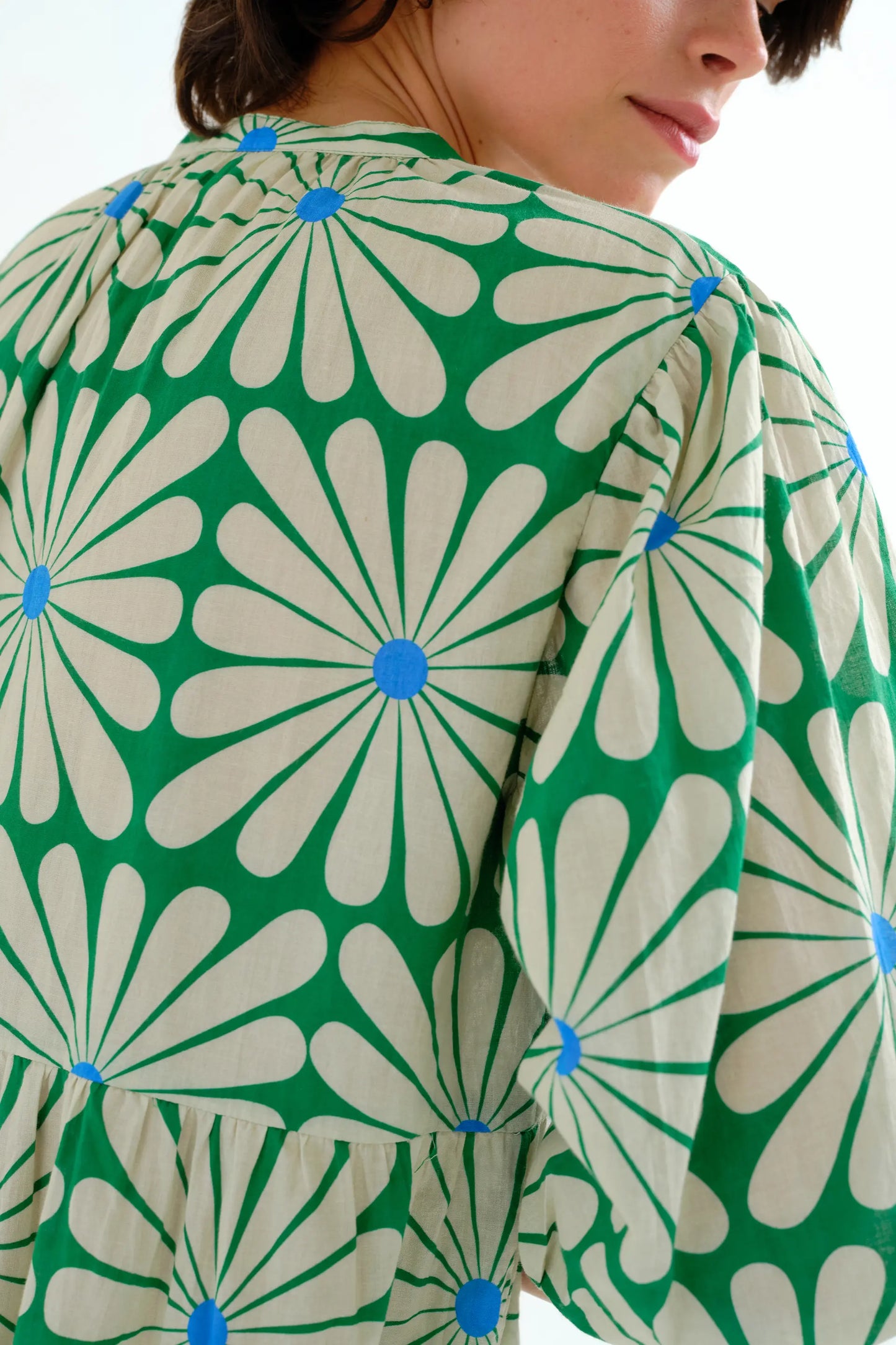 Vestido largo playero con estampado Olive Flower Green