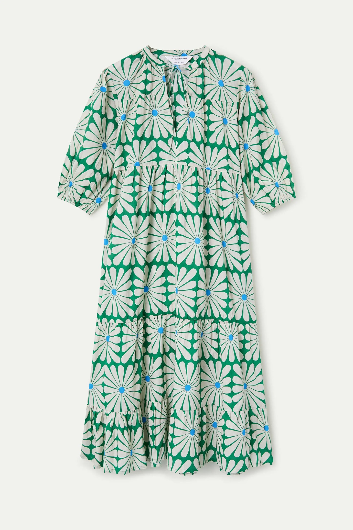 Vestido largo playero con estampado Olive Flower Green