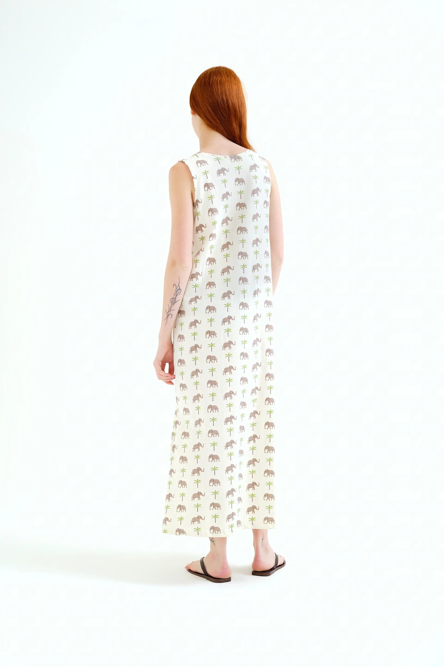Long dress with elephant print