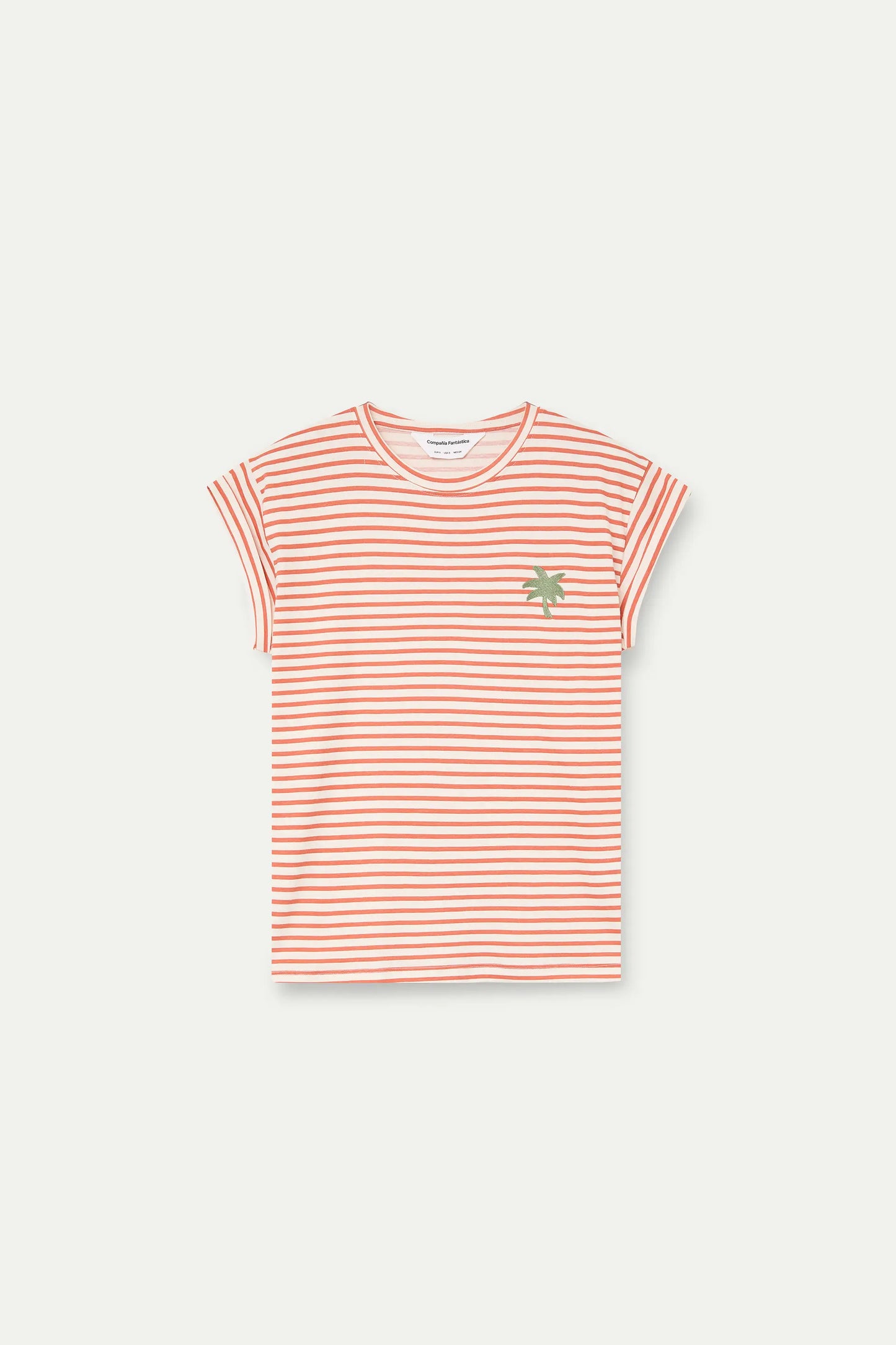 Camiseta con estampado de rayas blanco y rojo