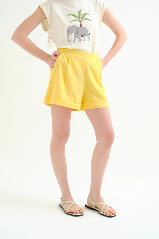 Pantaloncini gialli in cotone 100%