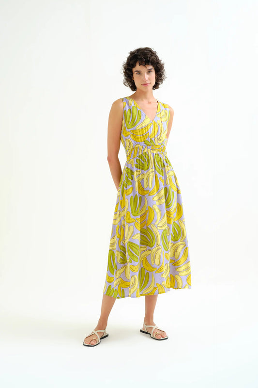 Vestido midi con estampado Guineo