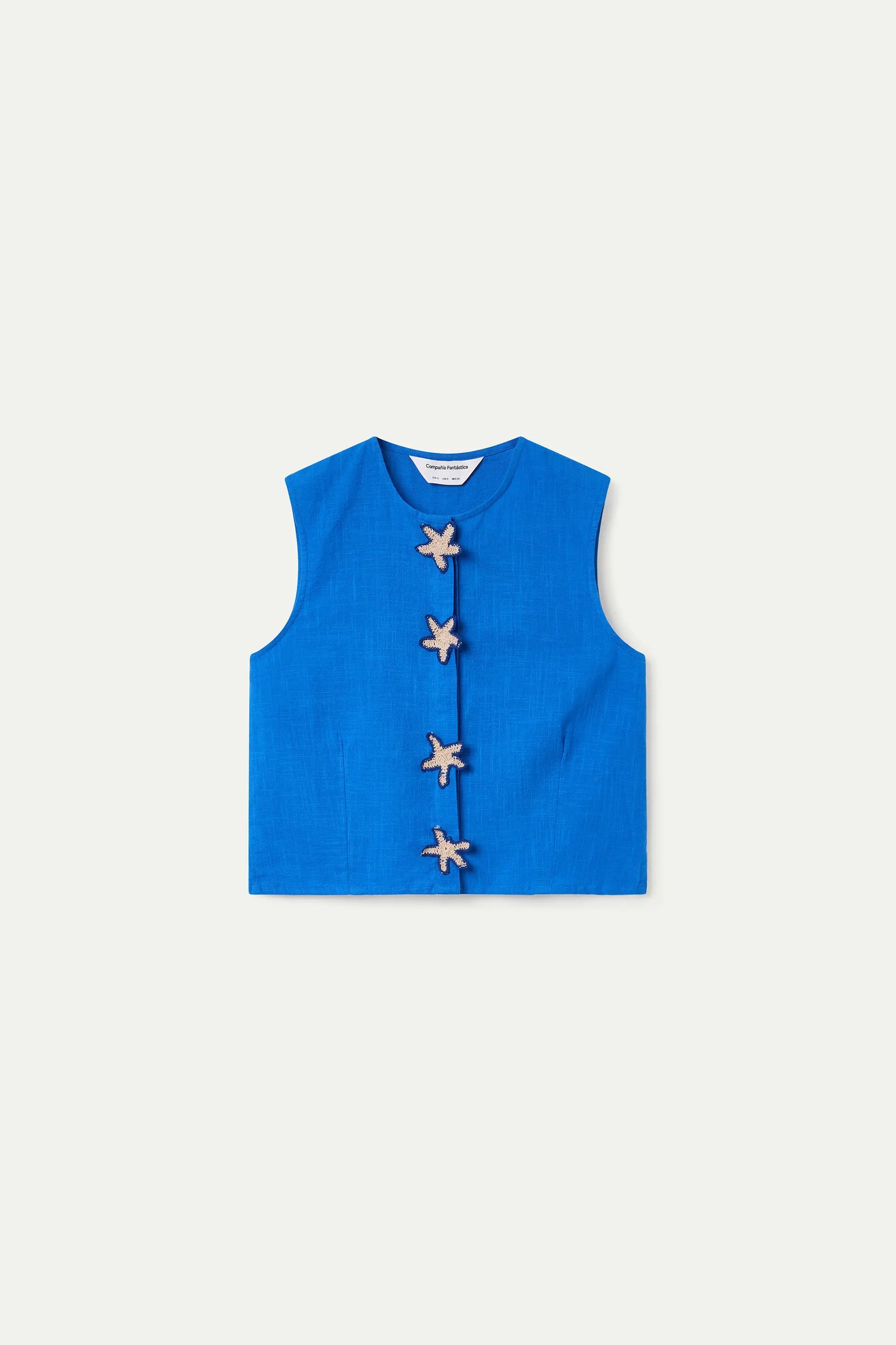 Top blu navy in 100% cotone con applicazione a stella