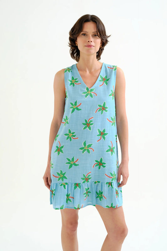 Vestido corto con estampado Cocotero Small
