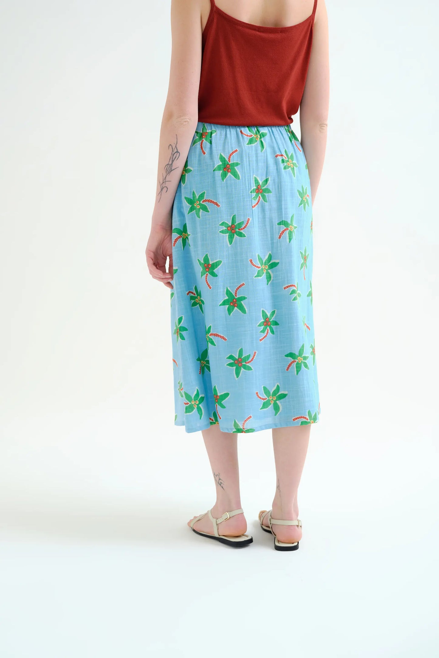 Small Coconut Print Midi Skirt