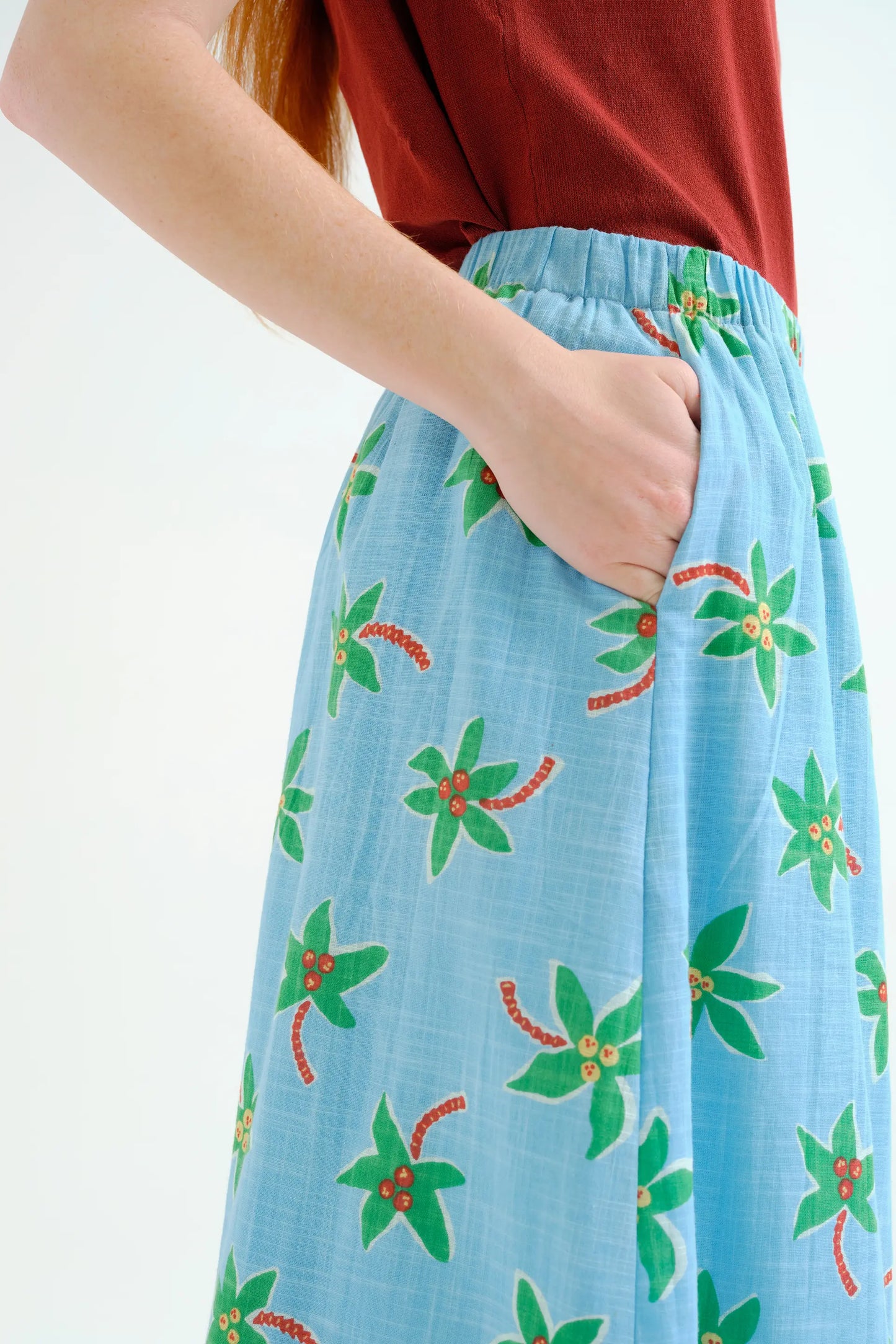 Small Coconut Print Midi Skirt