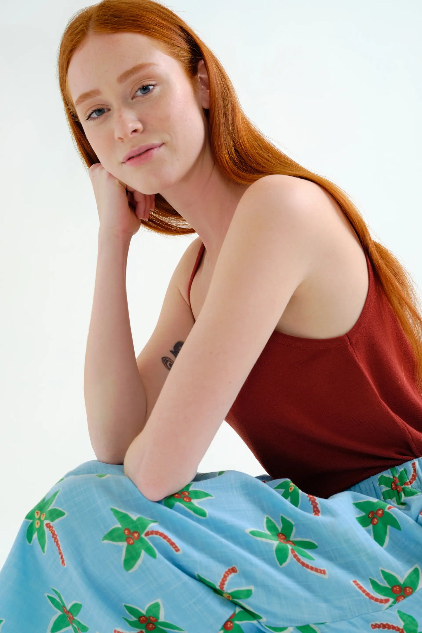 Small Coconut Print Midi Skirt