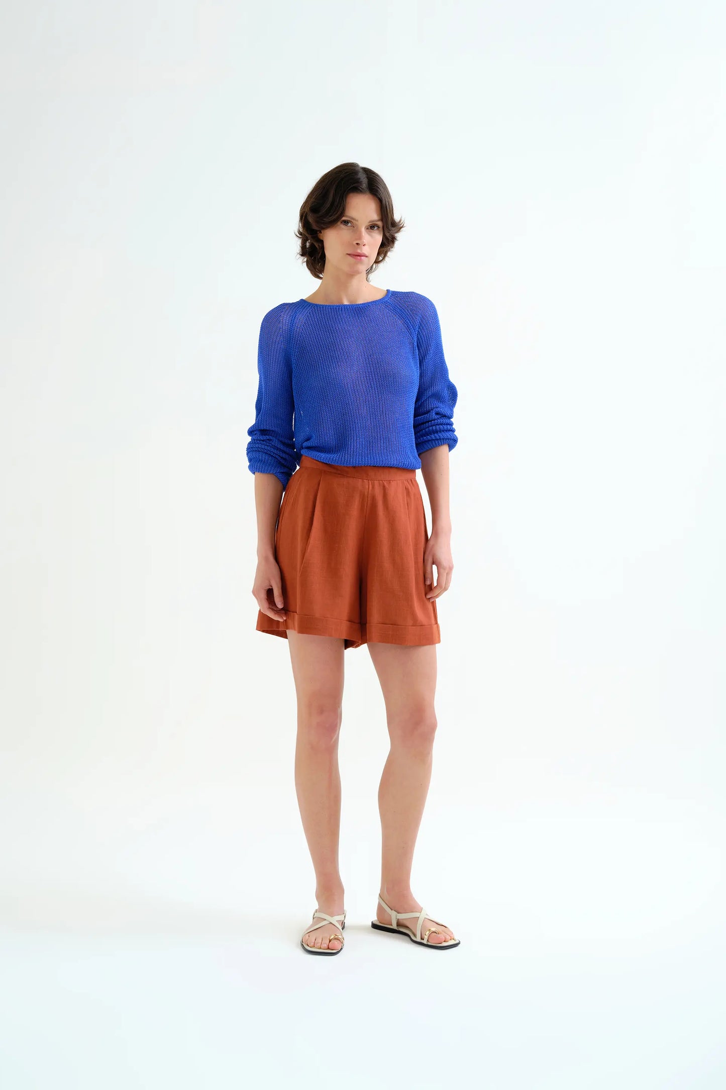 Pantaloncini marroni in cotone 100%