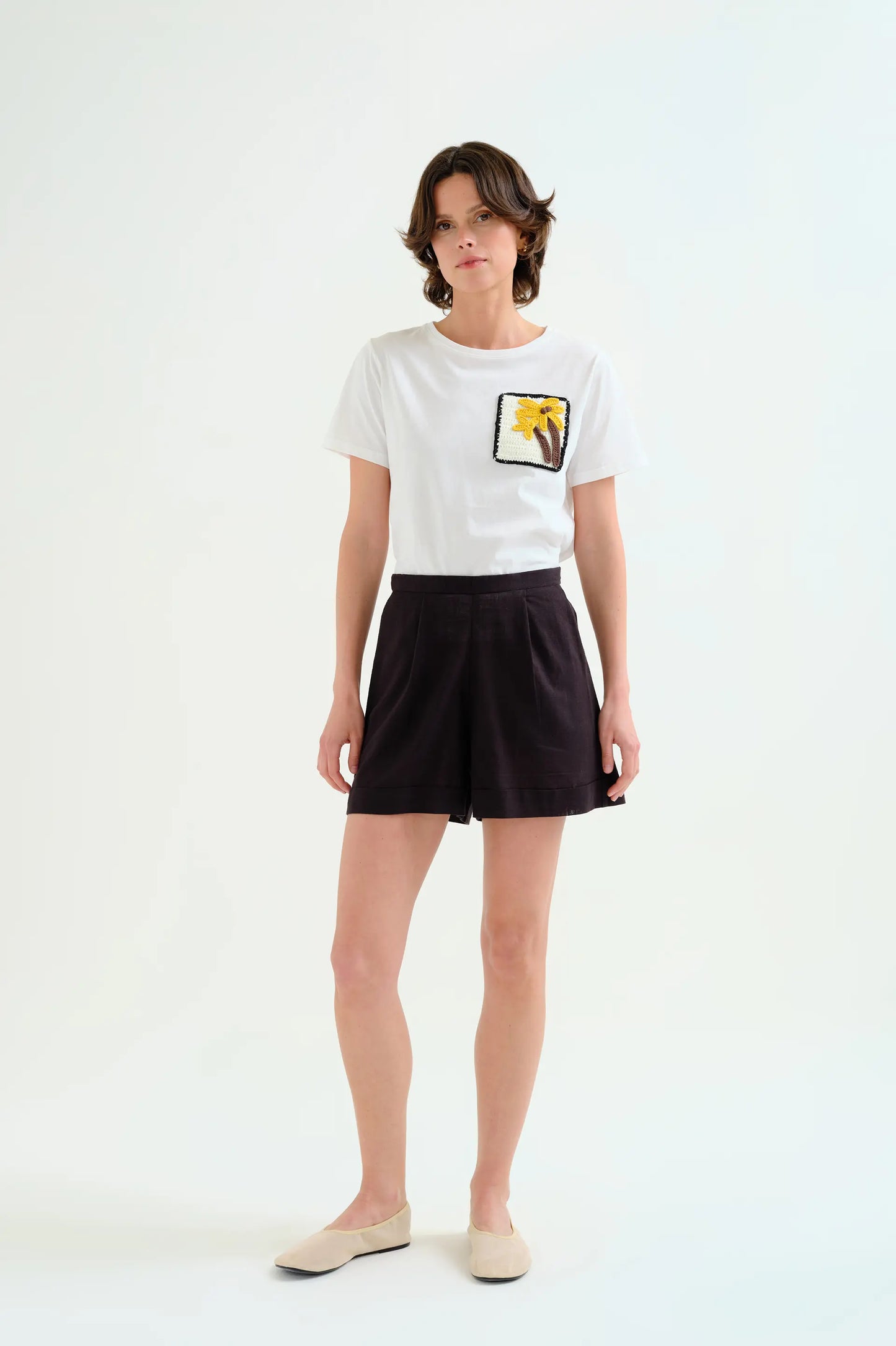 100% cotton black shorts