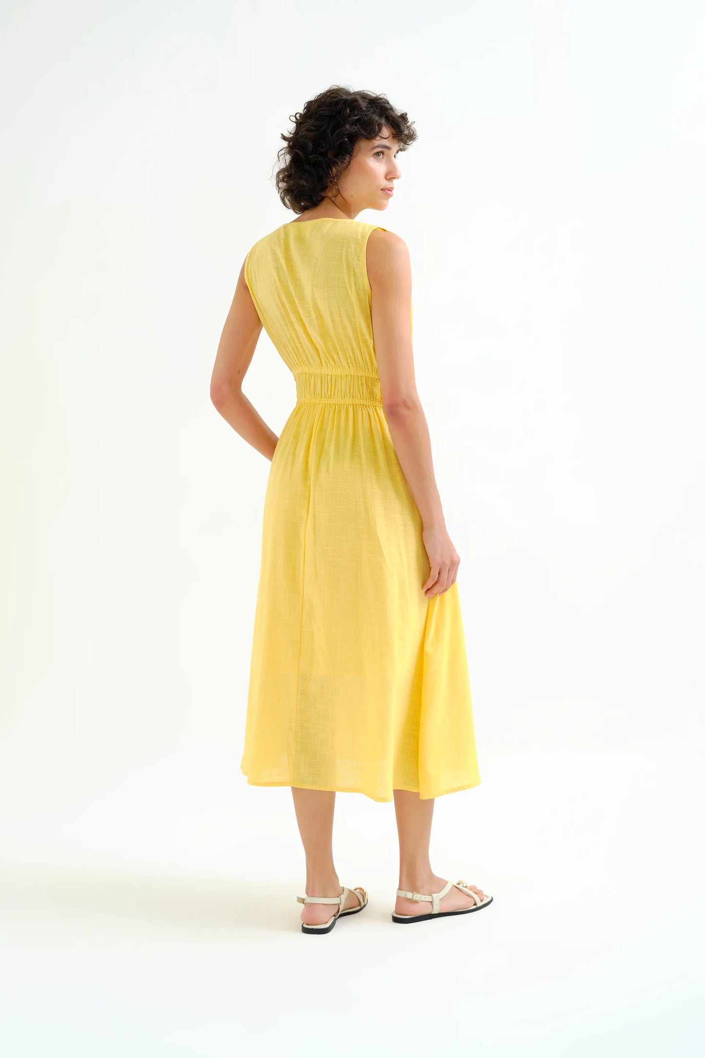 Vestido midi 100% algodón amarillo