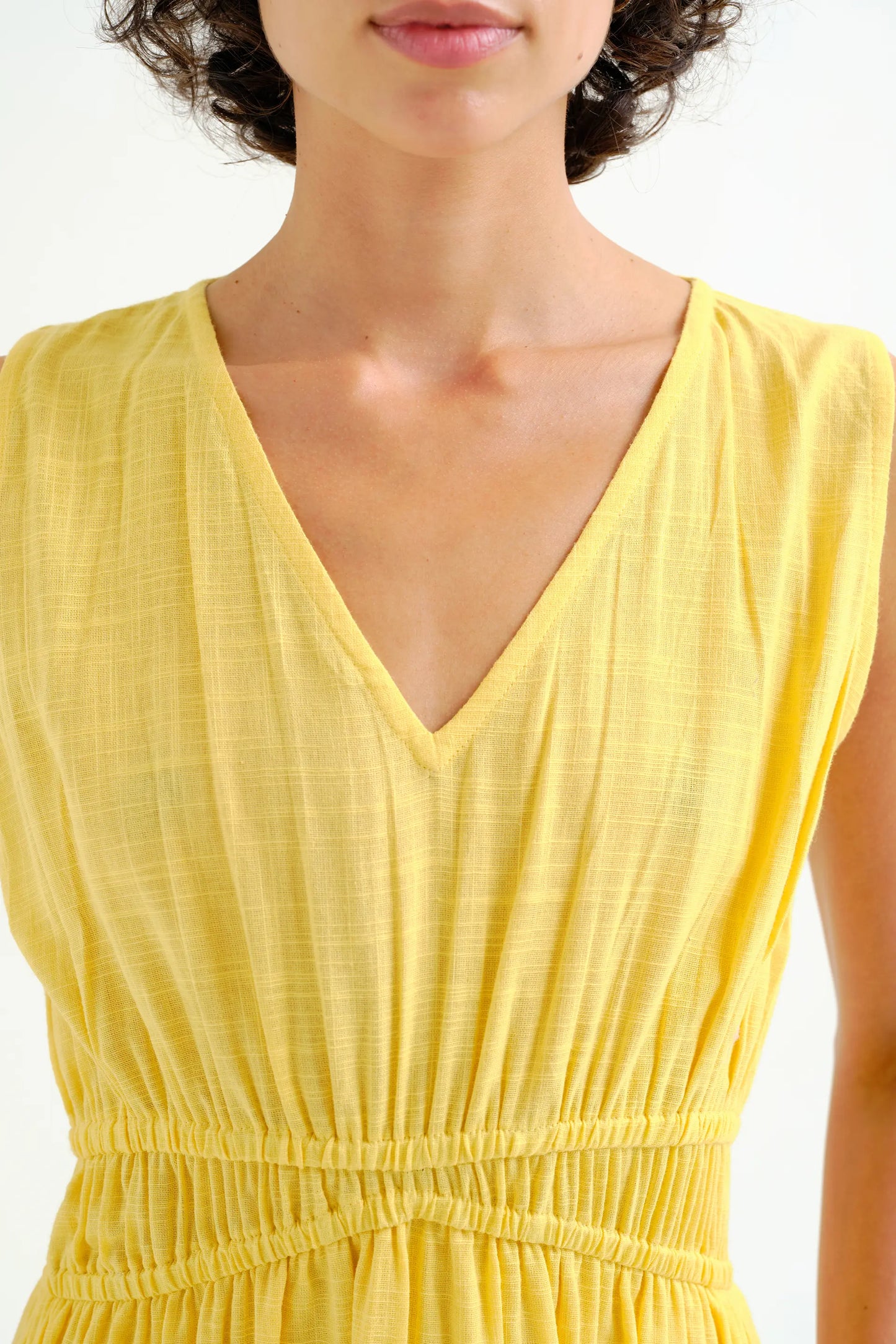 Vestido midi 100% algodón amarillo
