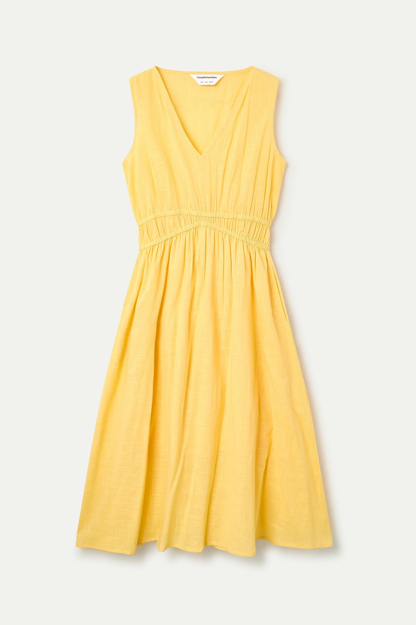 Vestido midi 100% algodón amarillo