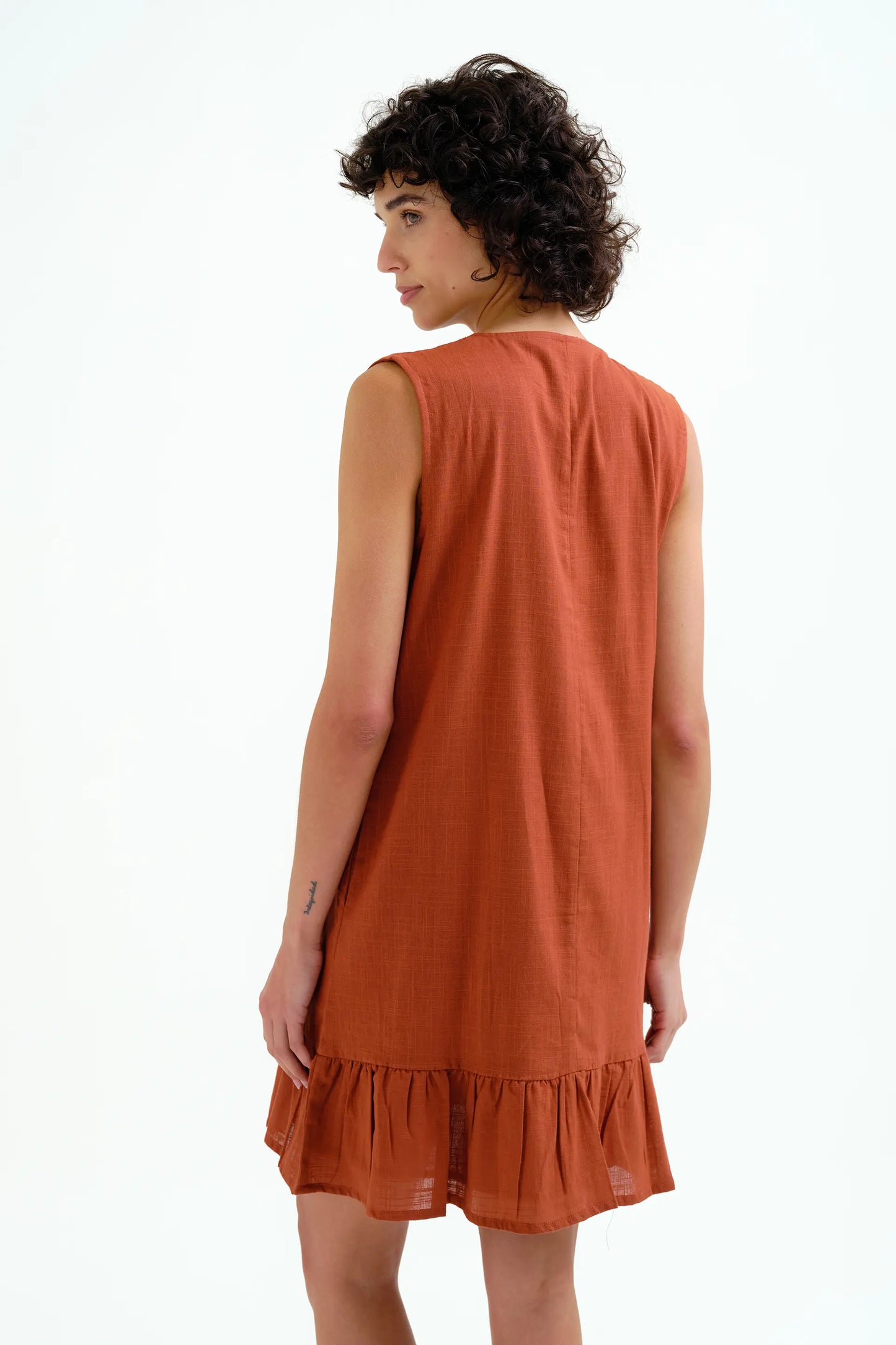 Abito corto marrone, 100% cotone