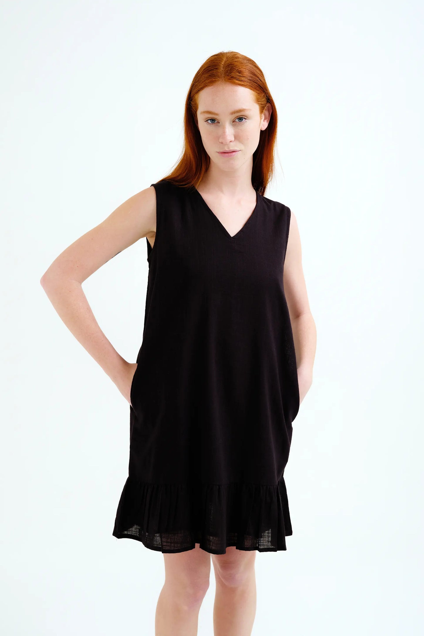 Abito corto, 100% cotone, nero