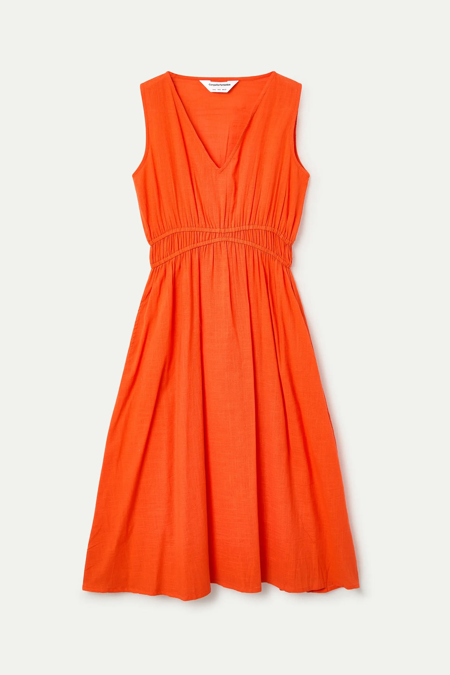 Vestido midi 100% algodón naranja