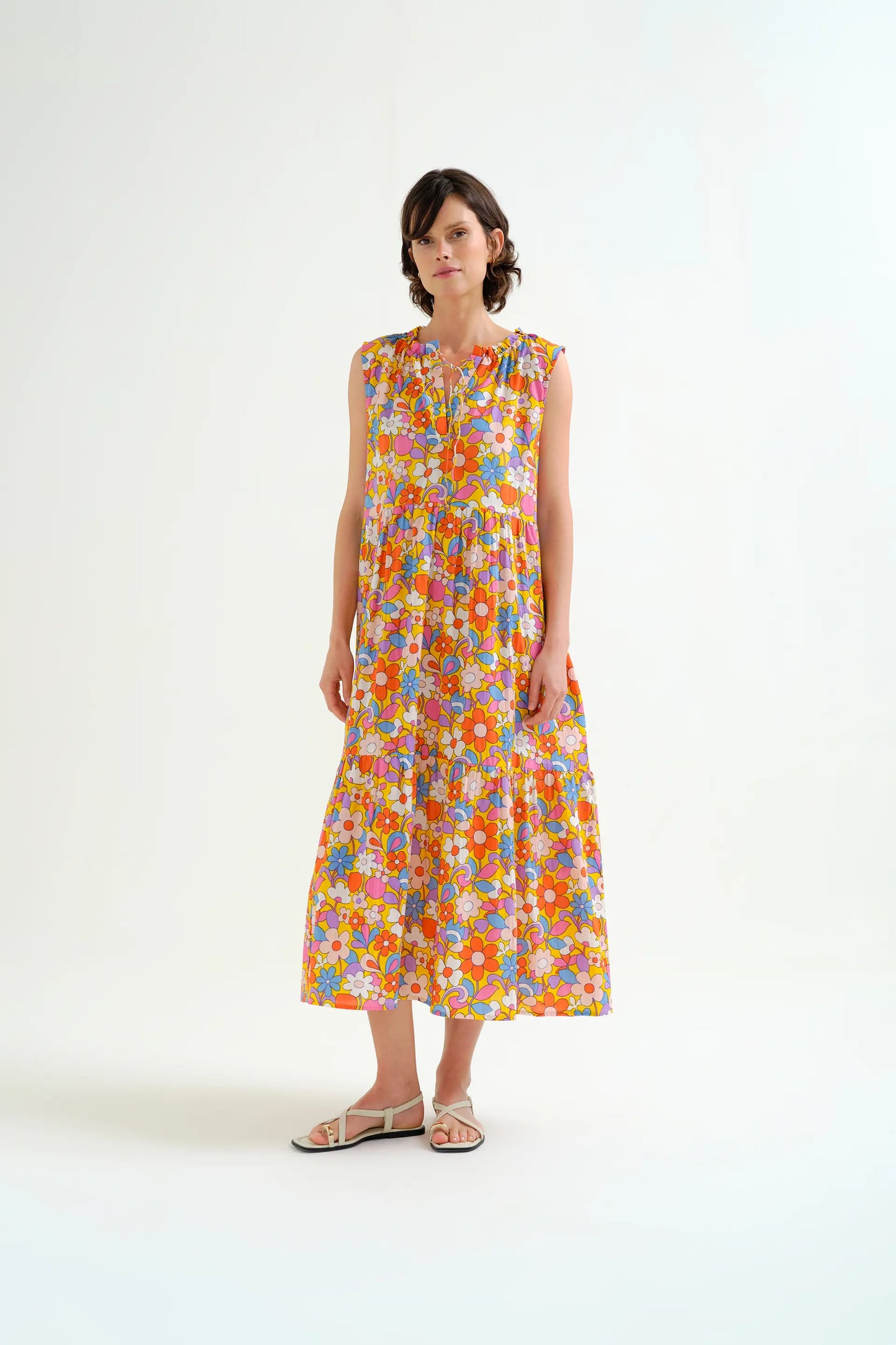 Bloom Print Long Beach Dress