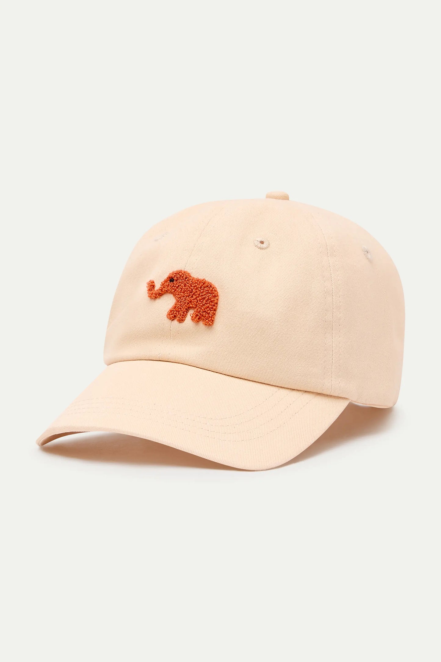Beige cap with red elephant embroidery