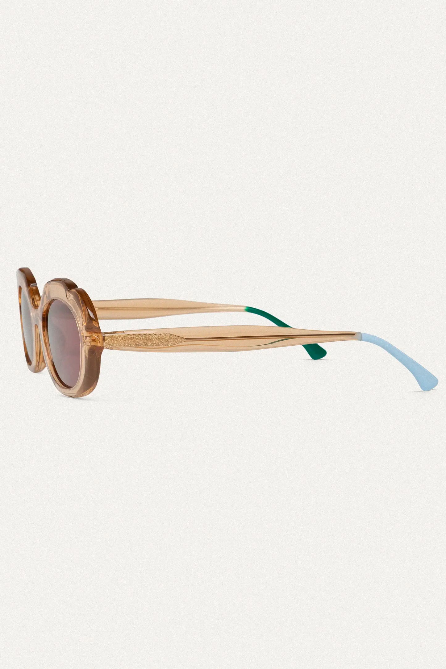 Gafas de sol ambar con punta patillas multicolor verde y azul claro
