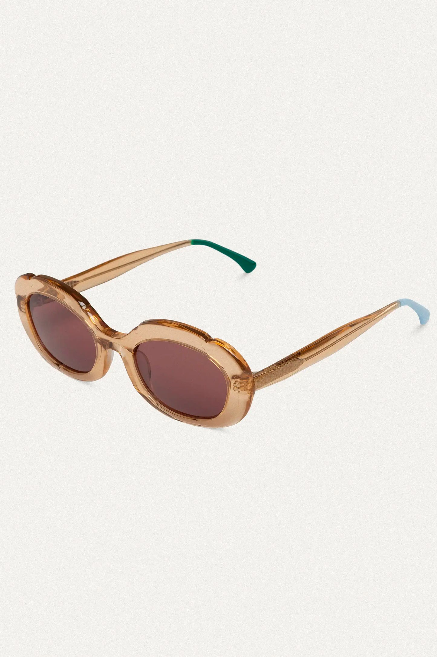 Gafas de sol ambar con punta patillas multicolor verde y azul claro
