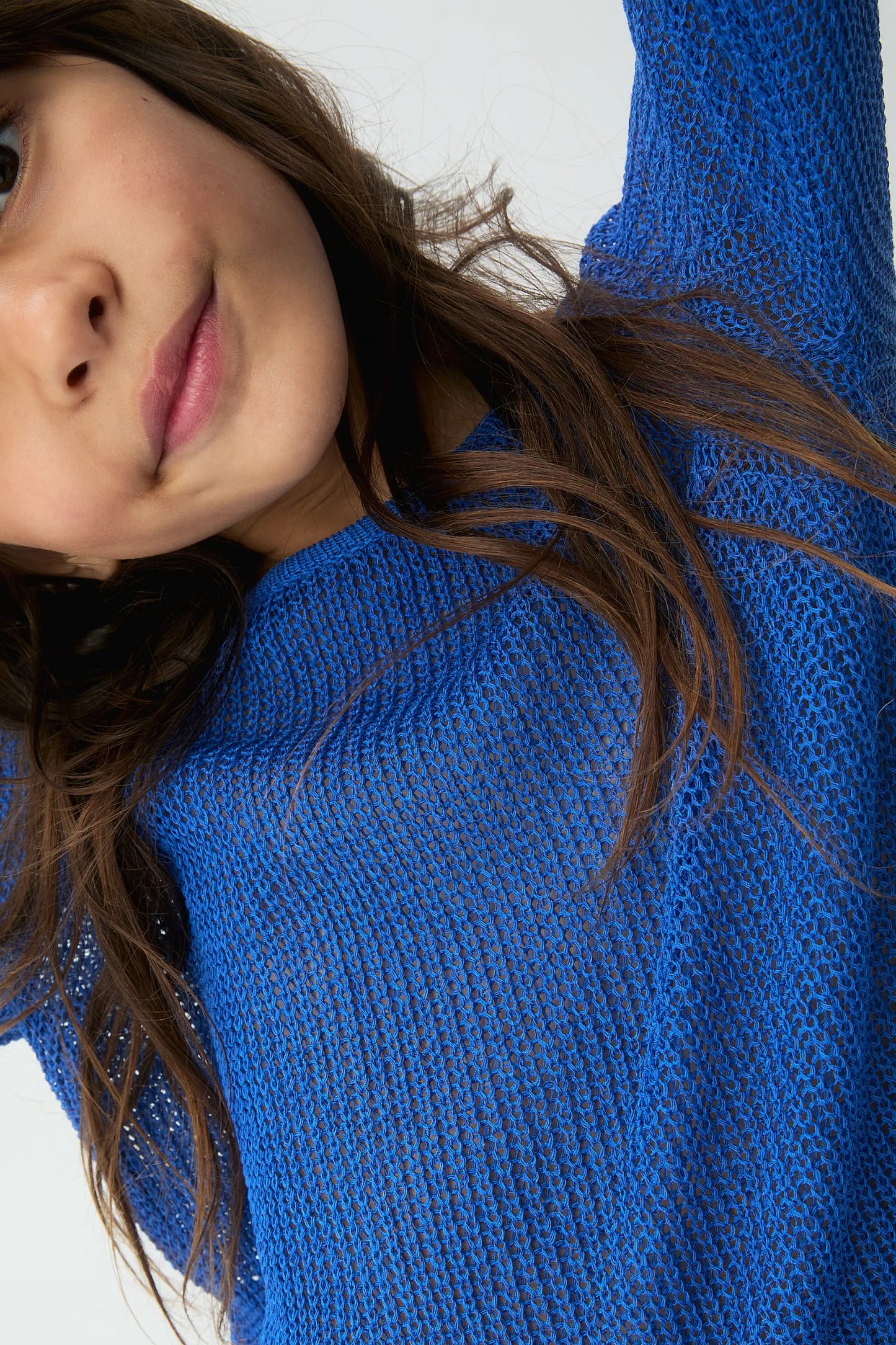 Jersey punto azul manga larga de niña