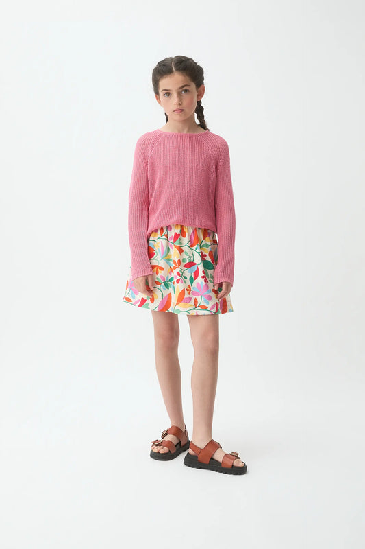 Jersey punto rosa manga larga de niña