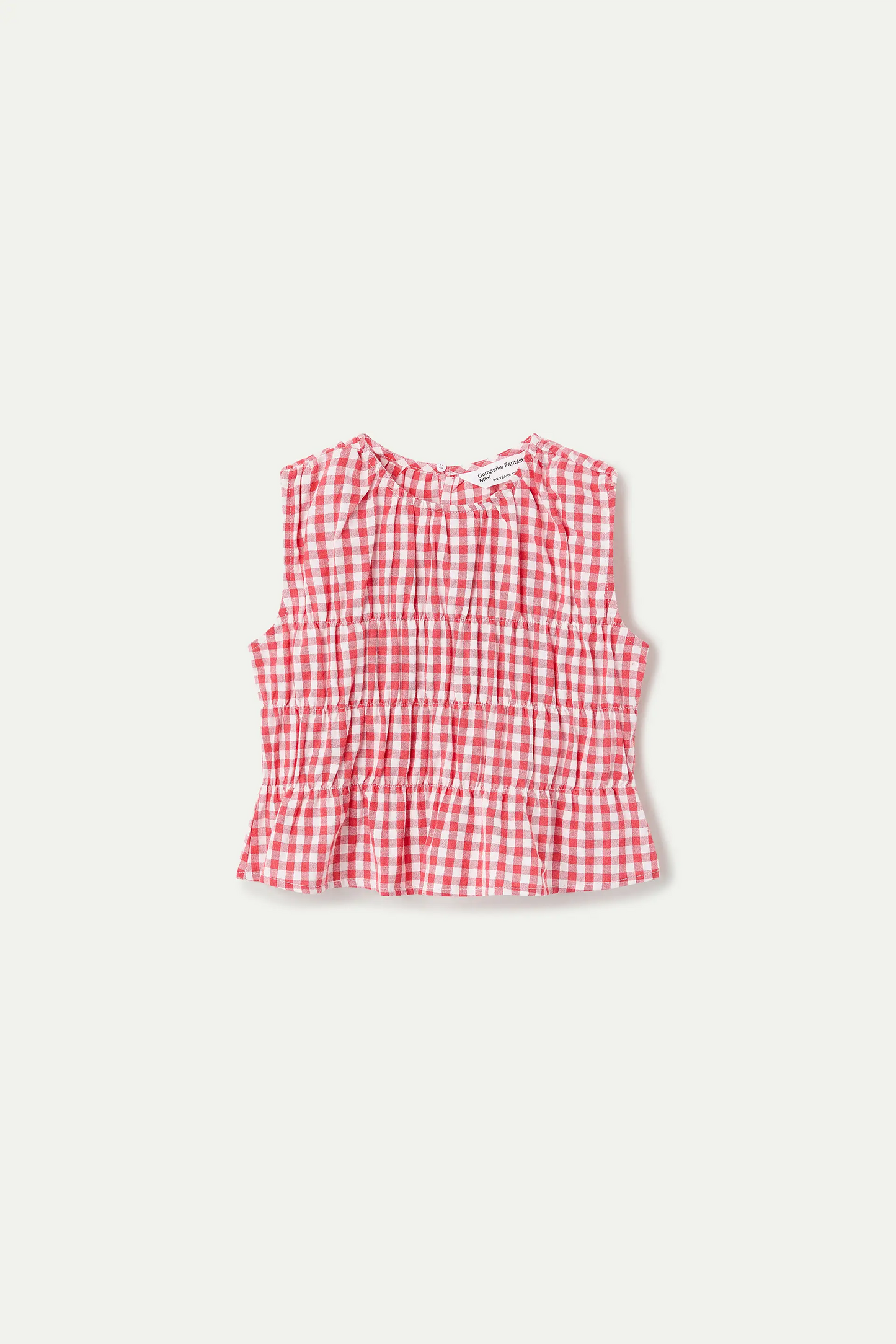 Top de niña con estampado Vichy rojo