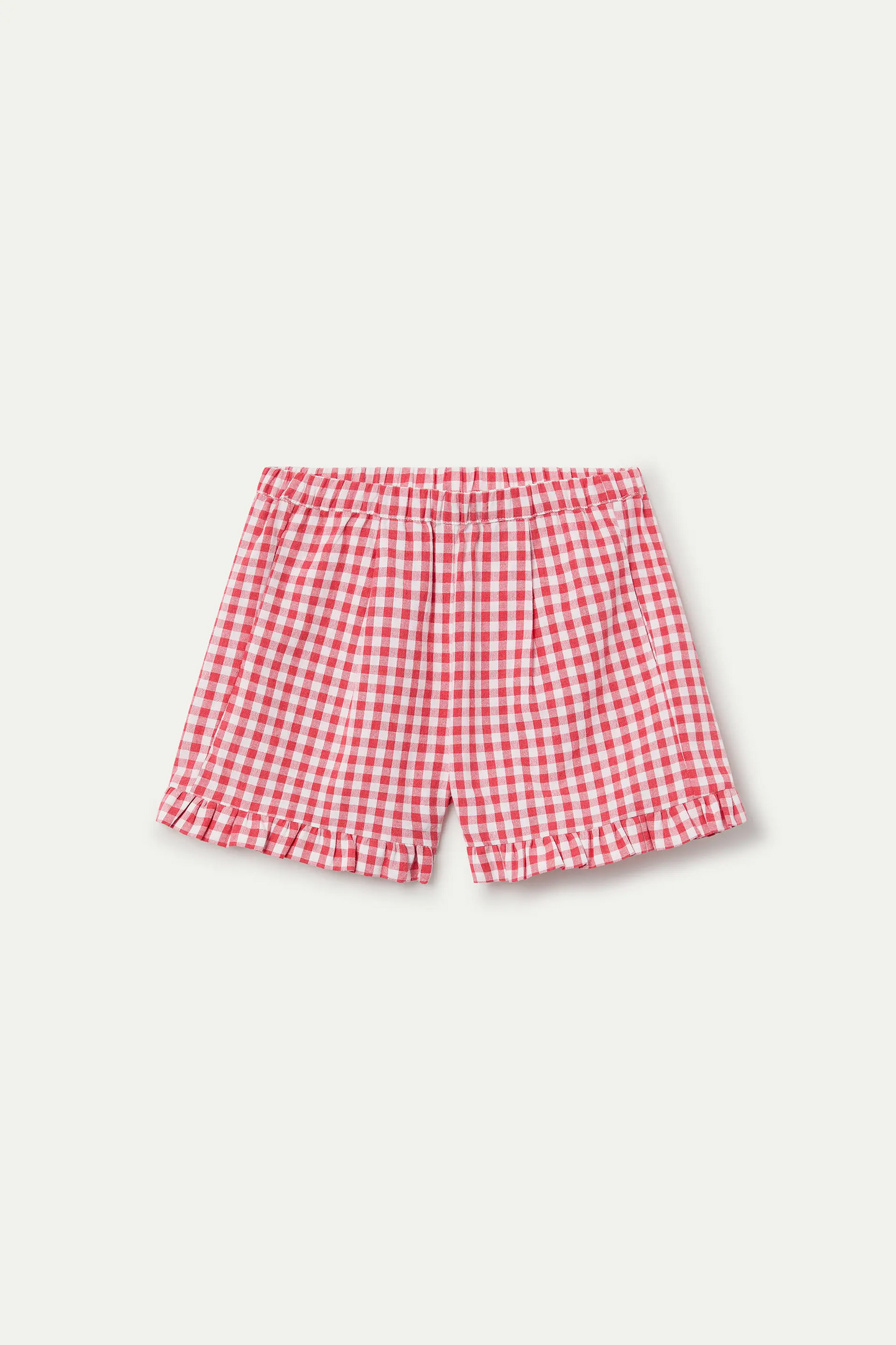 Shorts de niña con estampado Vichy rojo