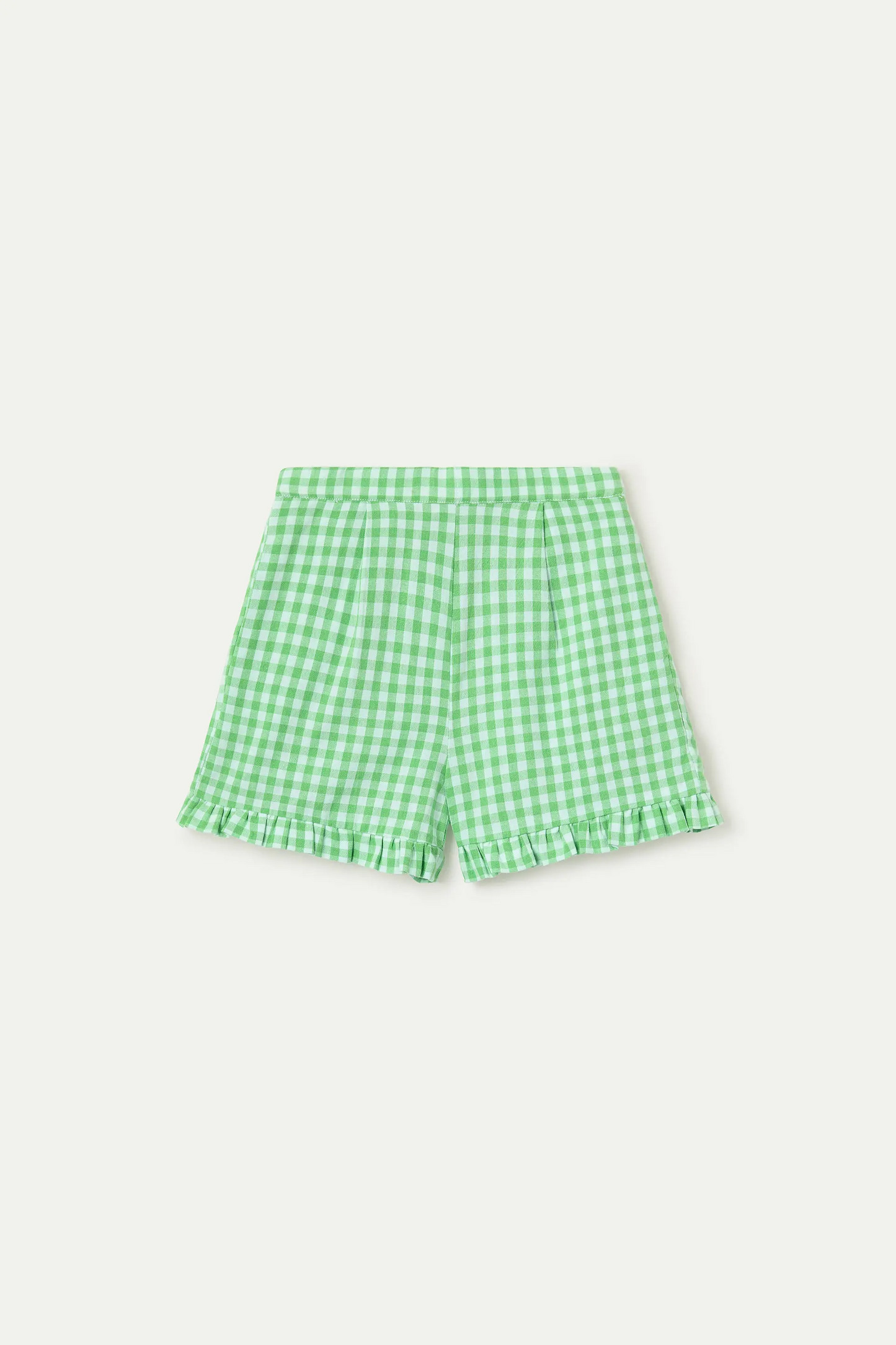 Girl's light green gingham shorts