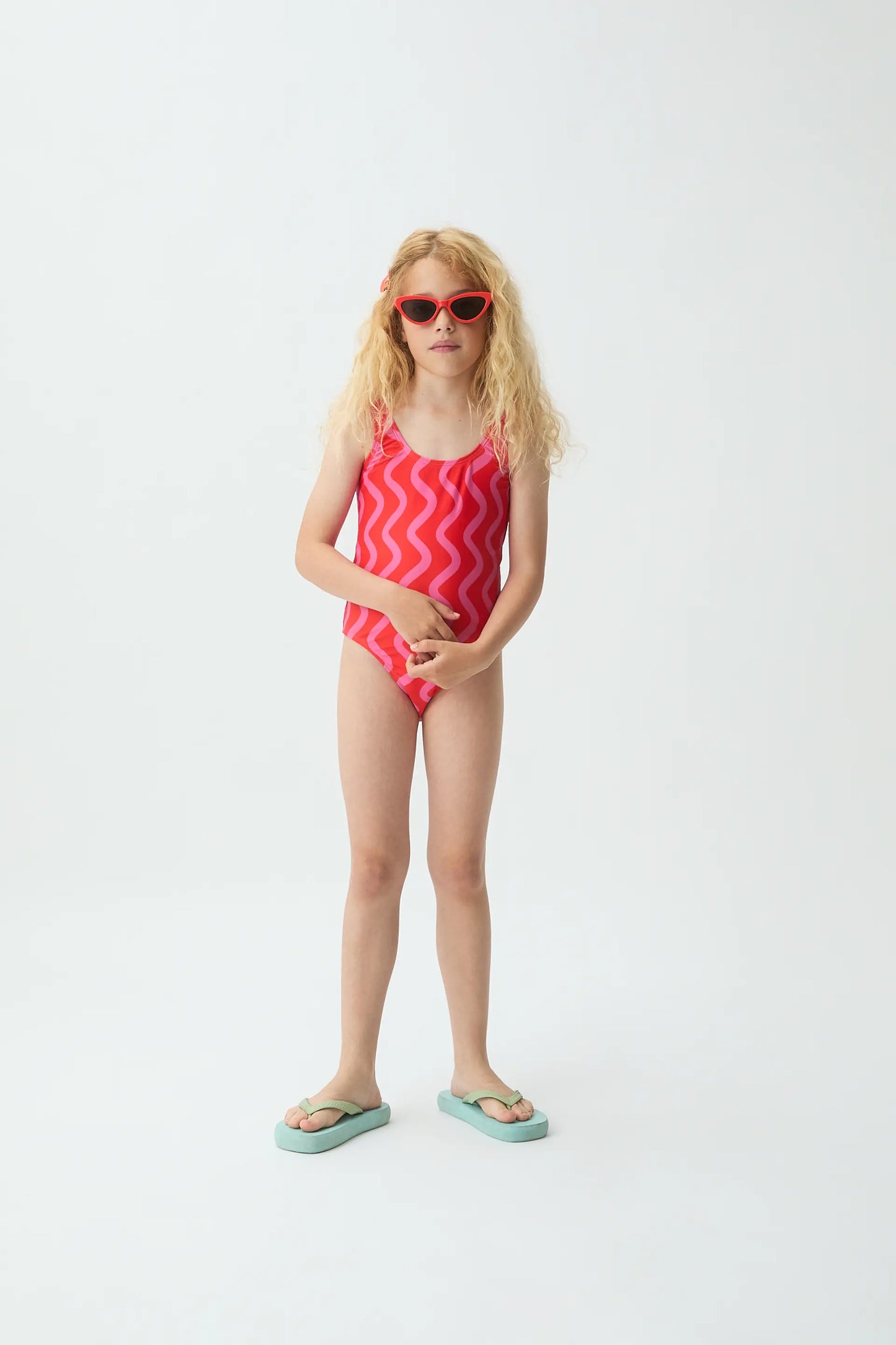 Bañador de niña con estampado Wave Red & Pink