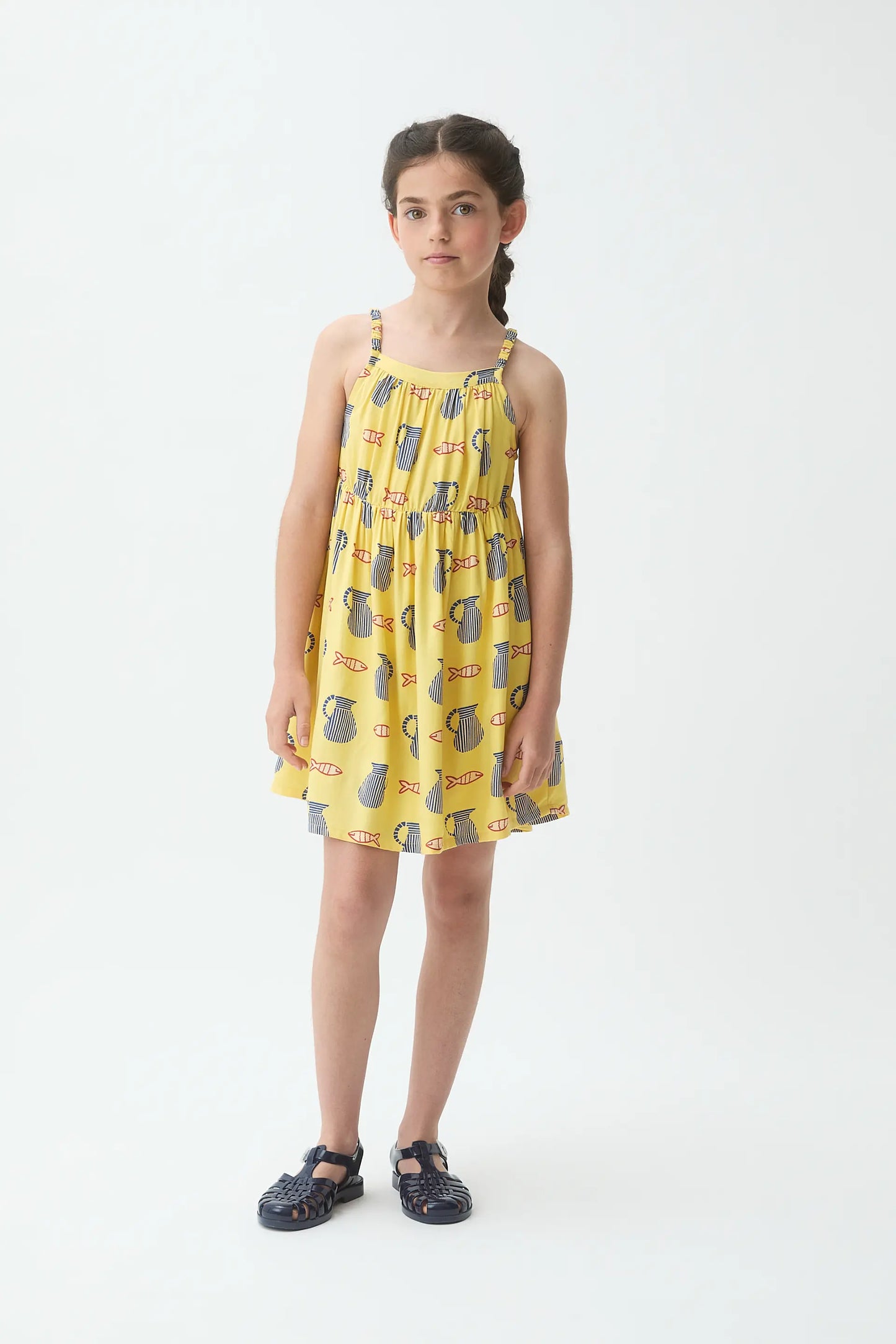 Vestido corto de niña con estampado Brava