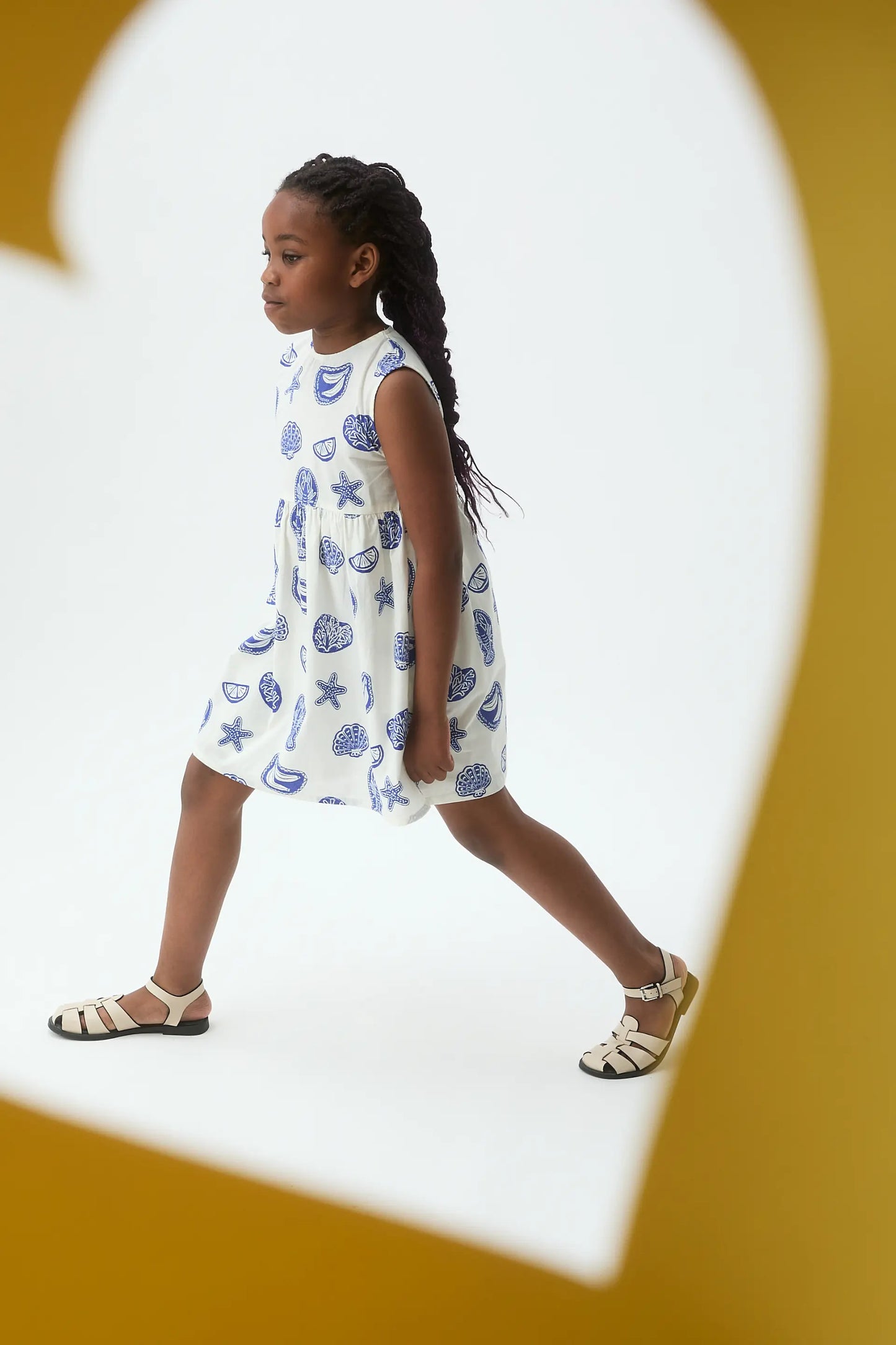 Short dress for girls, 100% cotton, Lobster print