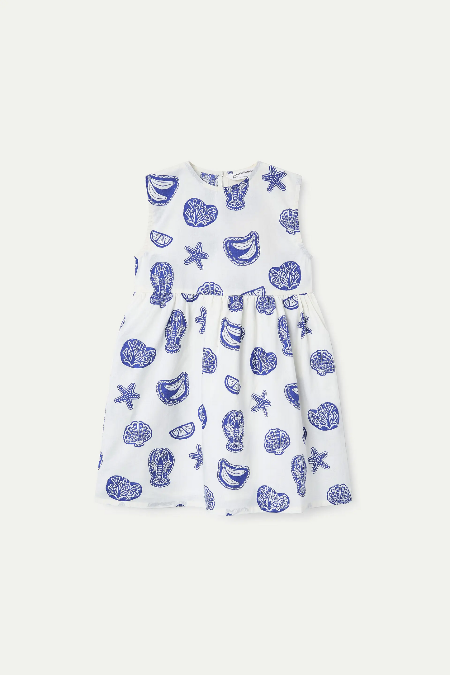 Short dress for girls, 100% cotton, Lobster print